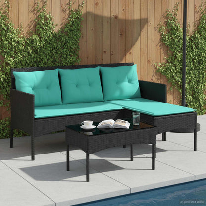 Gartensofa-set 2 stk. Poly-Rattan