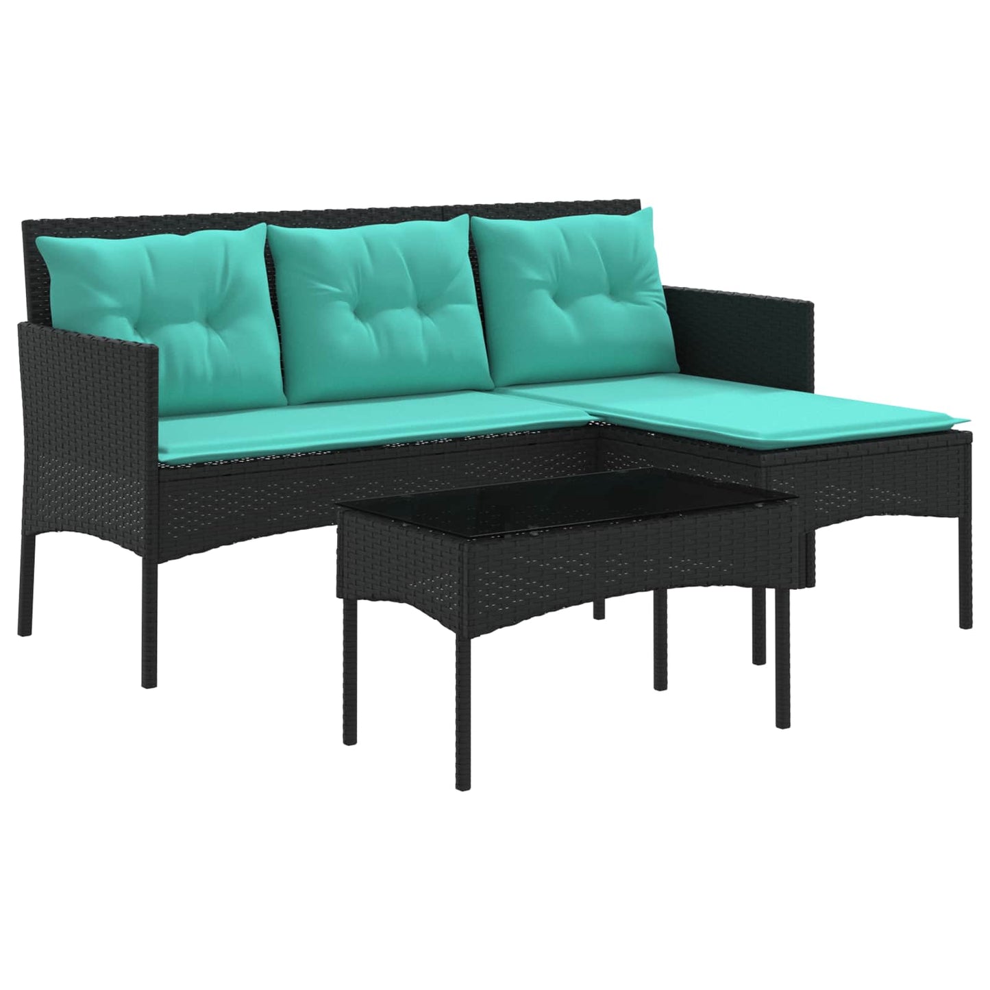 Gartensofa-set mit Kissen 2 pcs Poly-Rattan