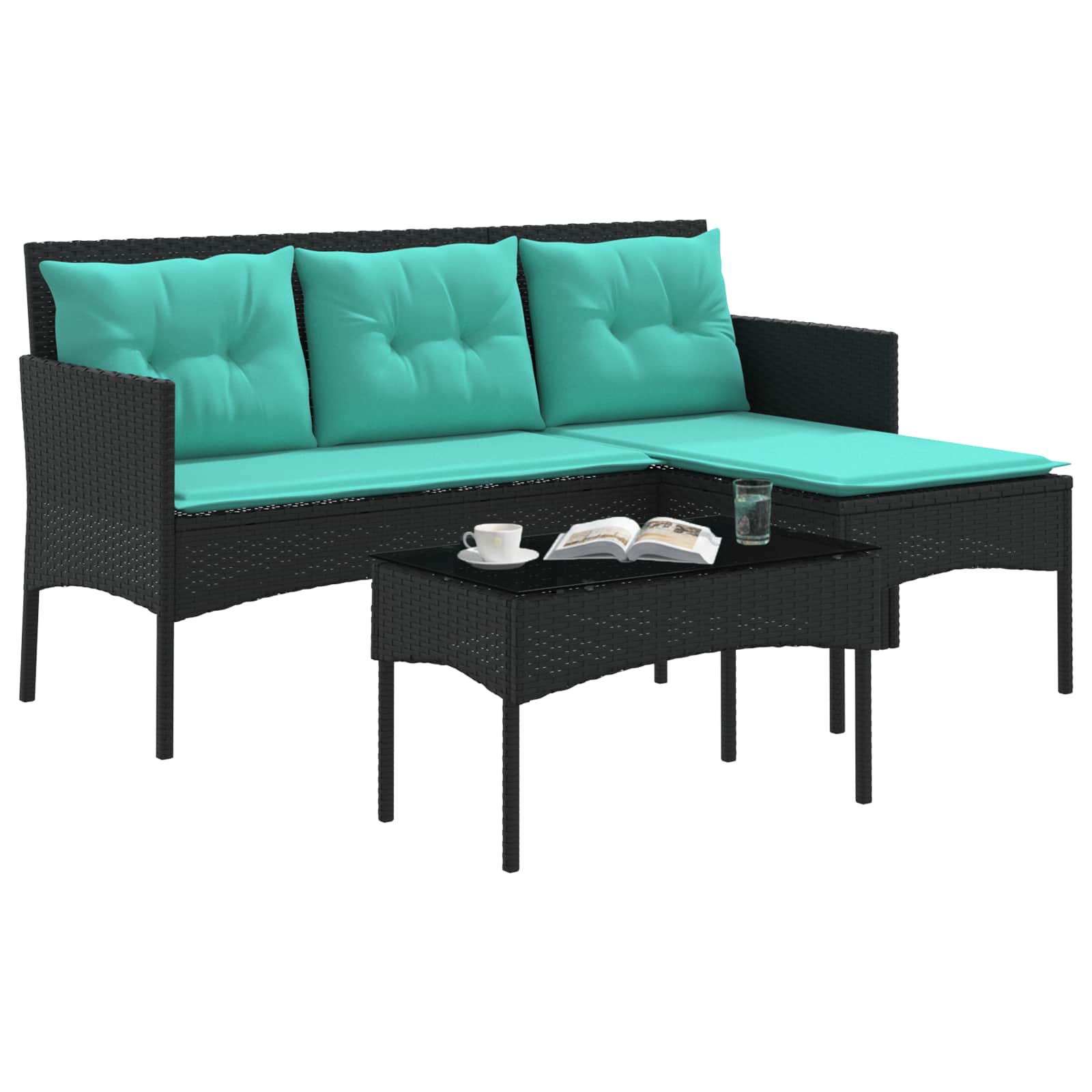Gartensofa-set mit Kissen 2 pcs Poly-Rattan