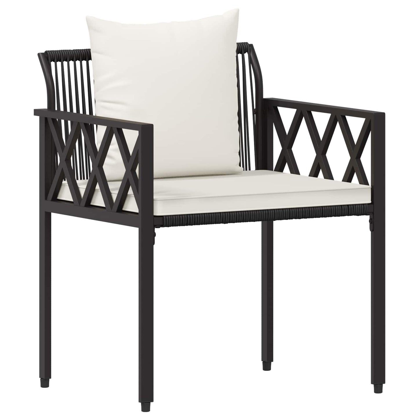 Gartenmöbel-Set 4 Stk. Schwarz und Cremeweiß Poly-Rattan