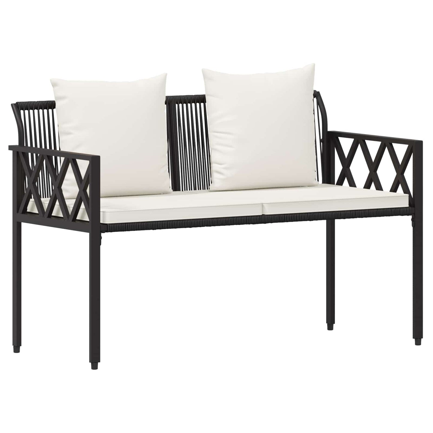 Gartenmöbel-Set 4 Stk. Schwarz und Cremeweiß Poly-Rattan