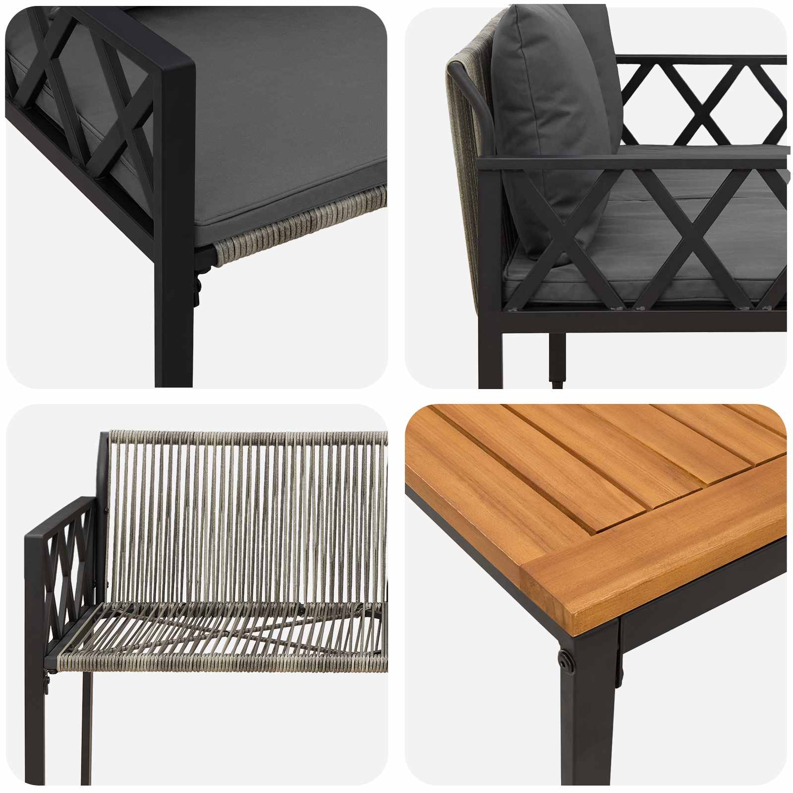 Gartenmöbel-Set 4 Stk. Grau und Dunkelgrau Poly-Rattan