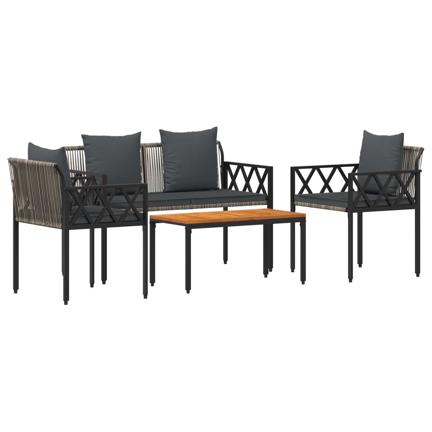 Gartenmöbel-Set 4 Stk. Grau und Dunkelgrau Poly-Rattan