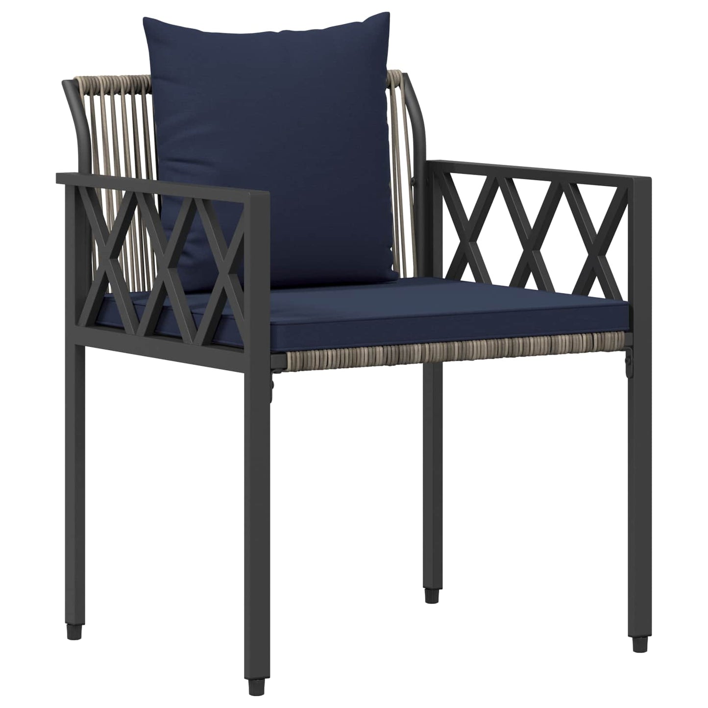 Gartenmöbel-Set 4 stk. Grau und Marineblau Poly-Rattan