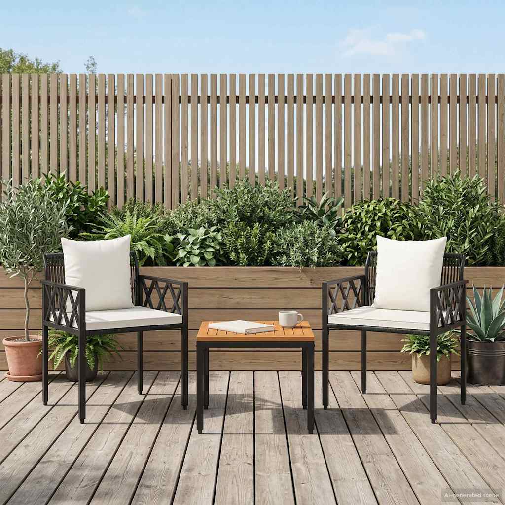 Gartenmöbel-Set 3 stk. Schwarz und Cremeweiß Poly-Rattan