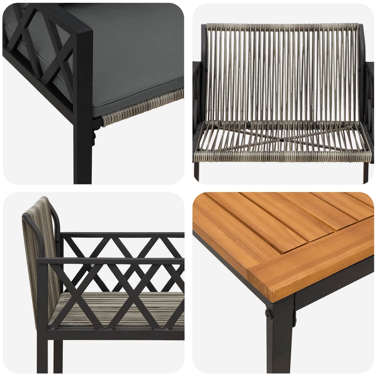 Gartenmöbel-Set 3 Stk. Grau und Dunkelgrau Poly-Rattan