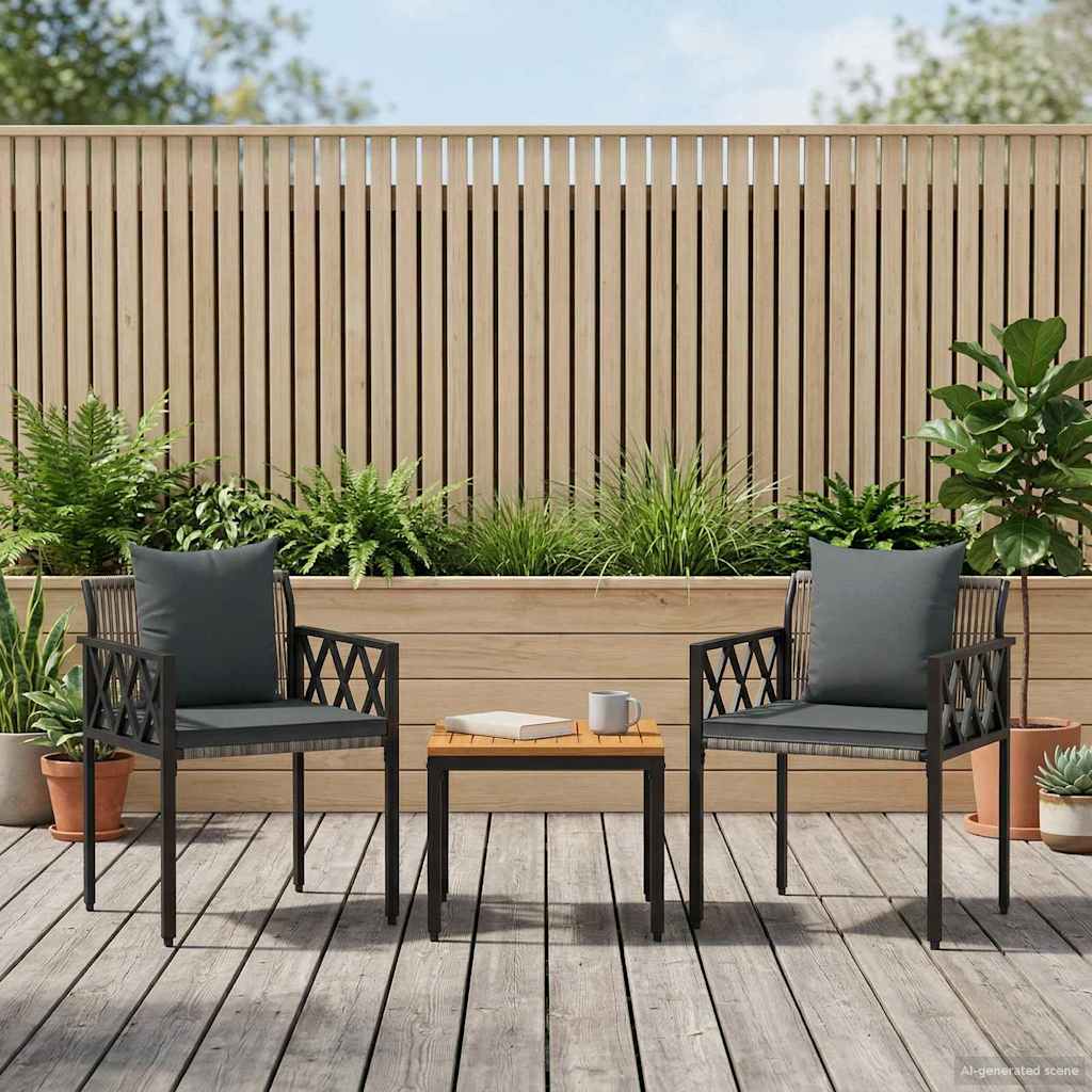 Gartenmöbel-Set 3 stk. Grau und Dunkelgrau Poly-Rattan