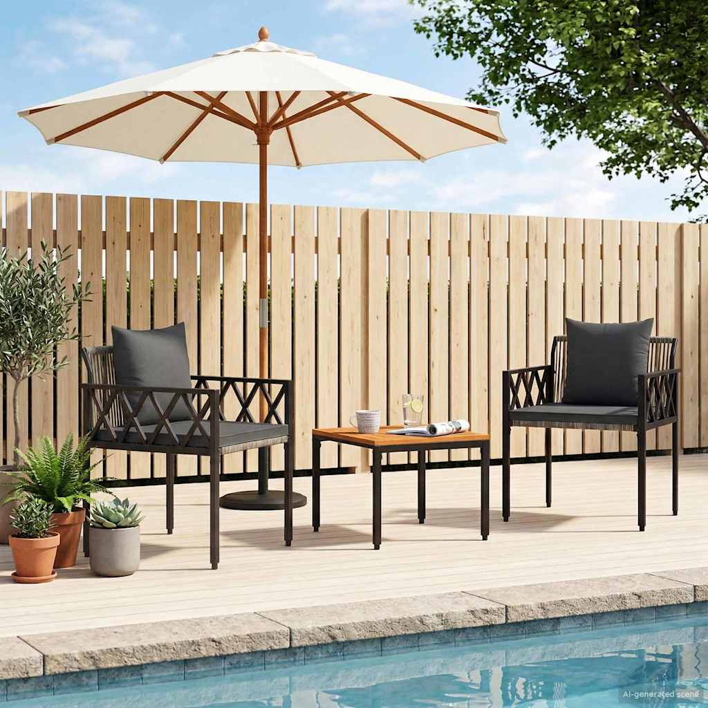 Gartenmöbel-Set 3 Stk. Grau und Dunkelgrau Poly-Rattan
