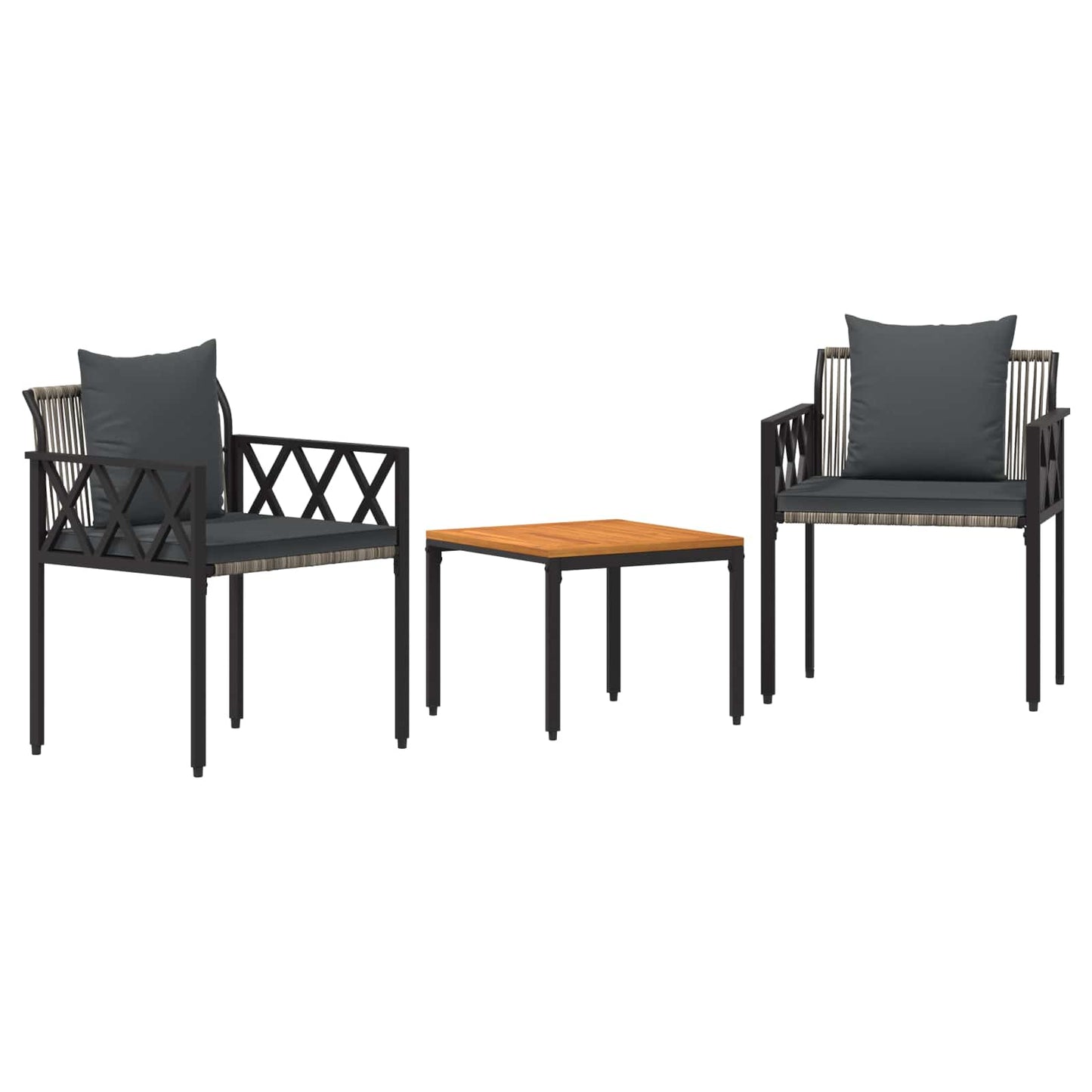 Gartenmöbel-Set 3 stk. Grau und Dunkelgrau Poly-Rattan