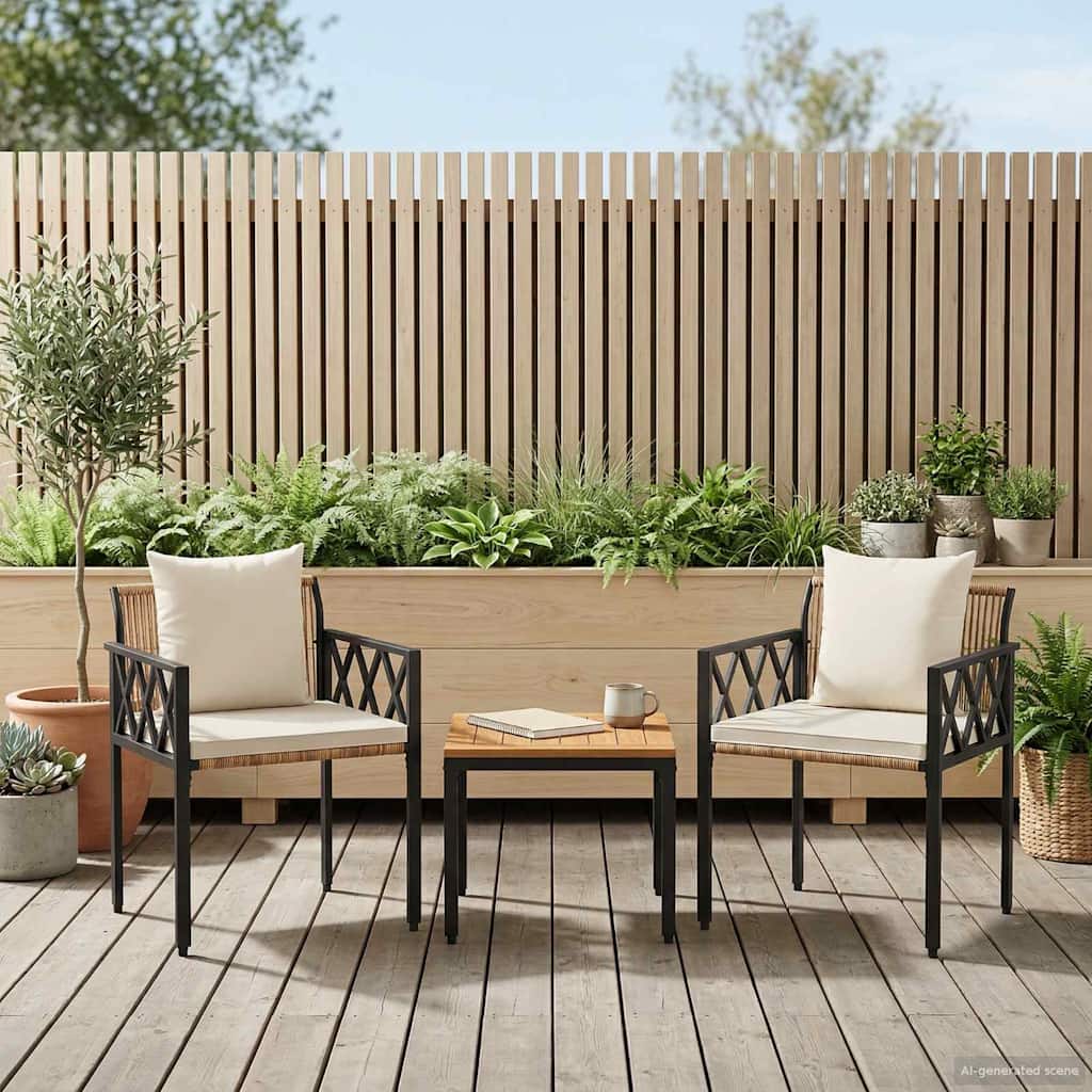 Gartenmöbel-Set 3 stk. Braun und Creme Weiß Poly-Rattan