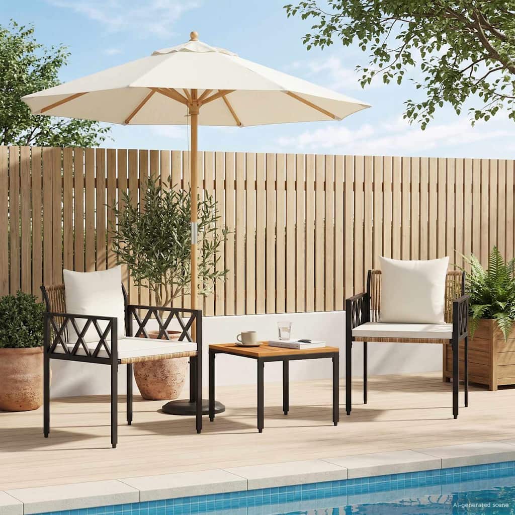 Gartenmöbel-Set 3 Stk. Braun und Creme Weiß Poly-Rattan