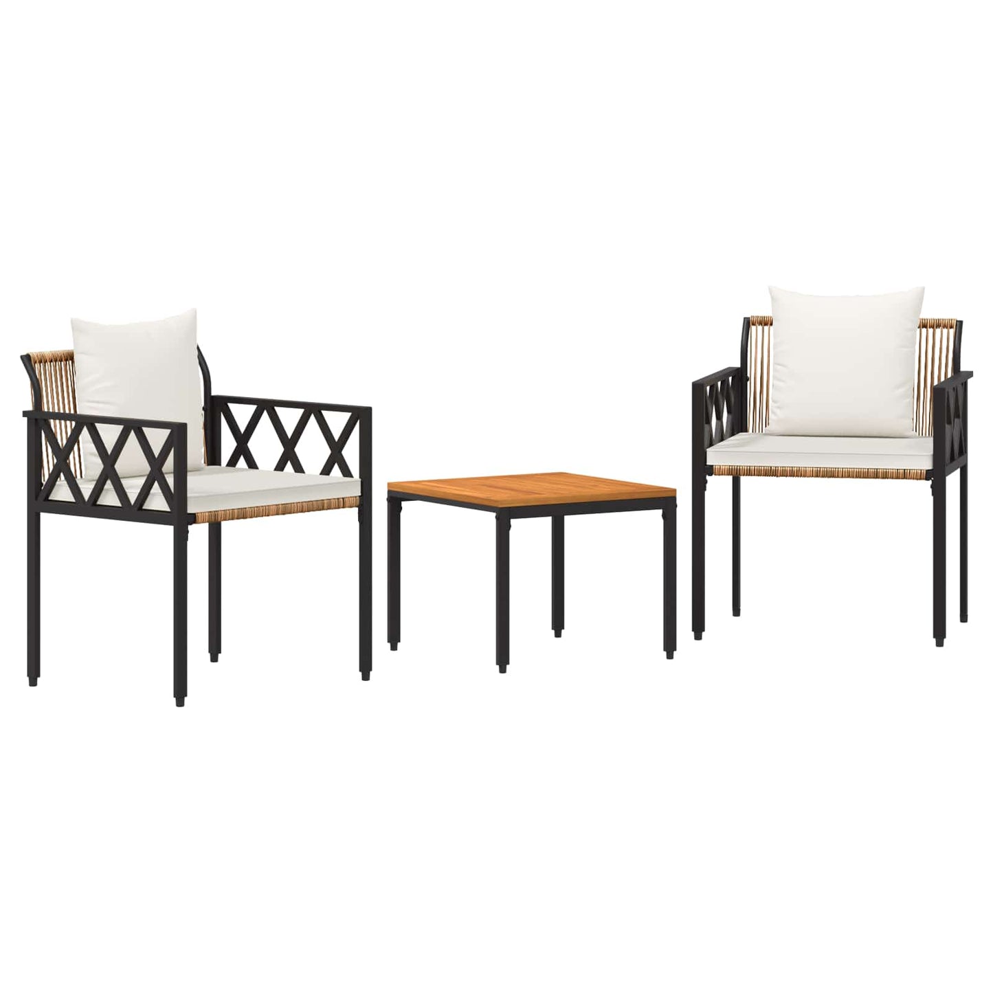 Gartenmöbel-Set 3 Stk. Braun und Creme Weiß Poly-Rattan