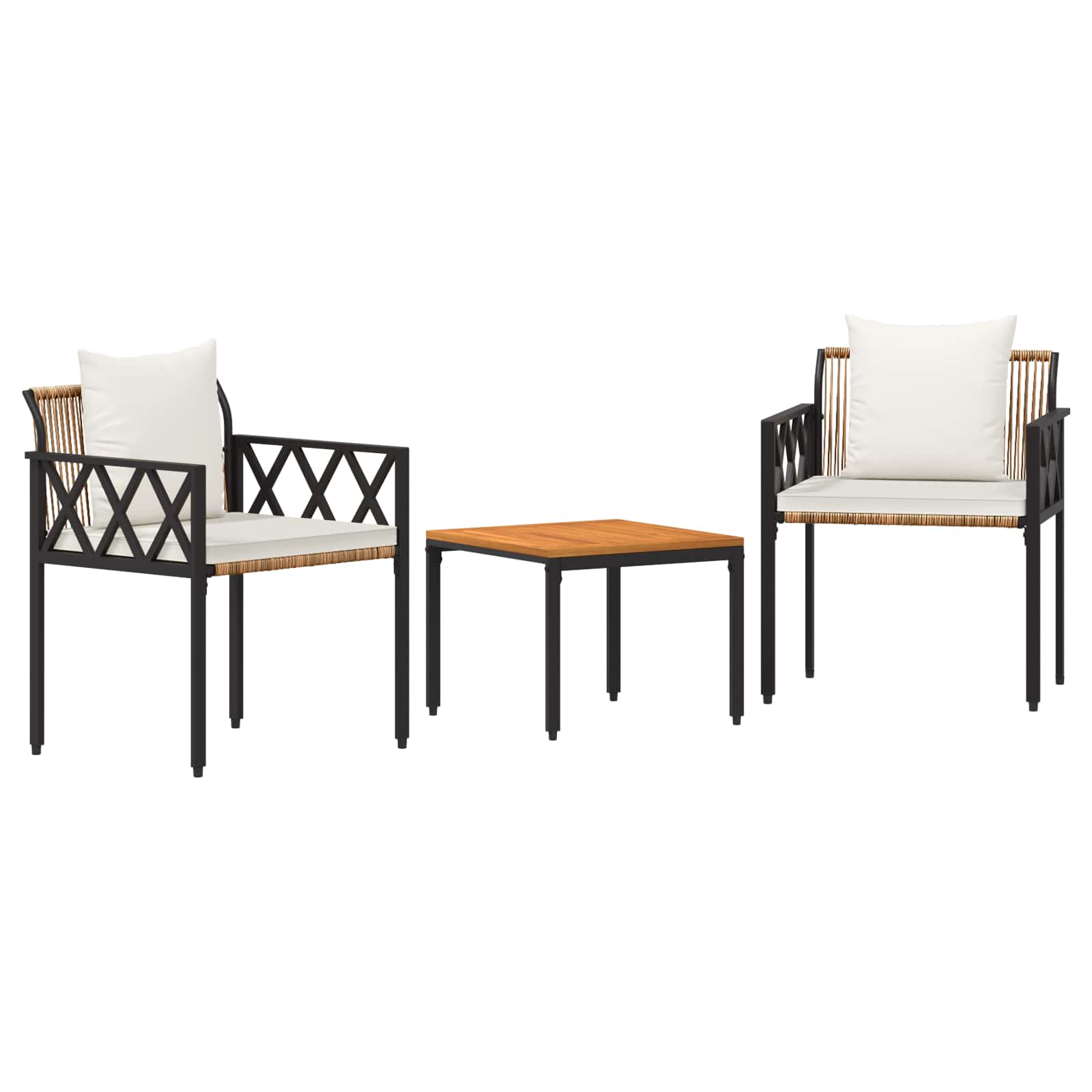 Gartenmöbel-Set 3 Stk. Braun und Creme Weiß Poly-Rattan