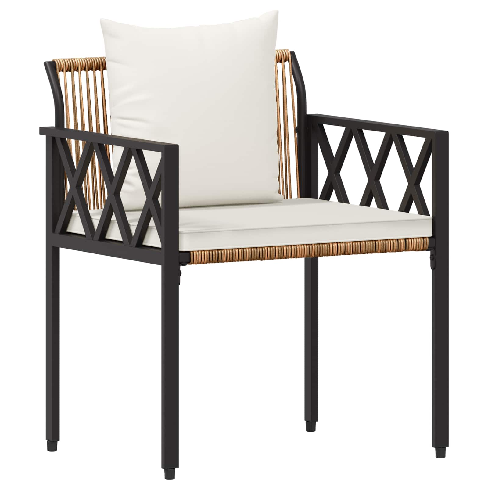 Gartenmöbel-Set 3 Stk. Braun und Creme Weiß Poly-Rattan