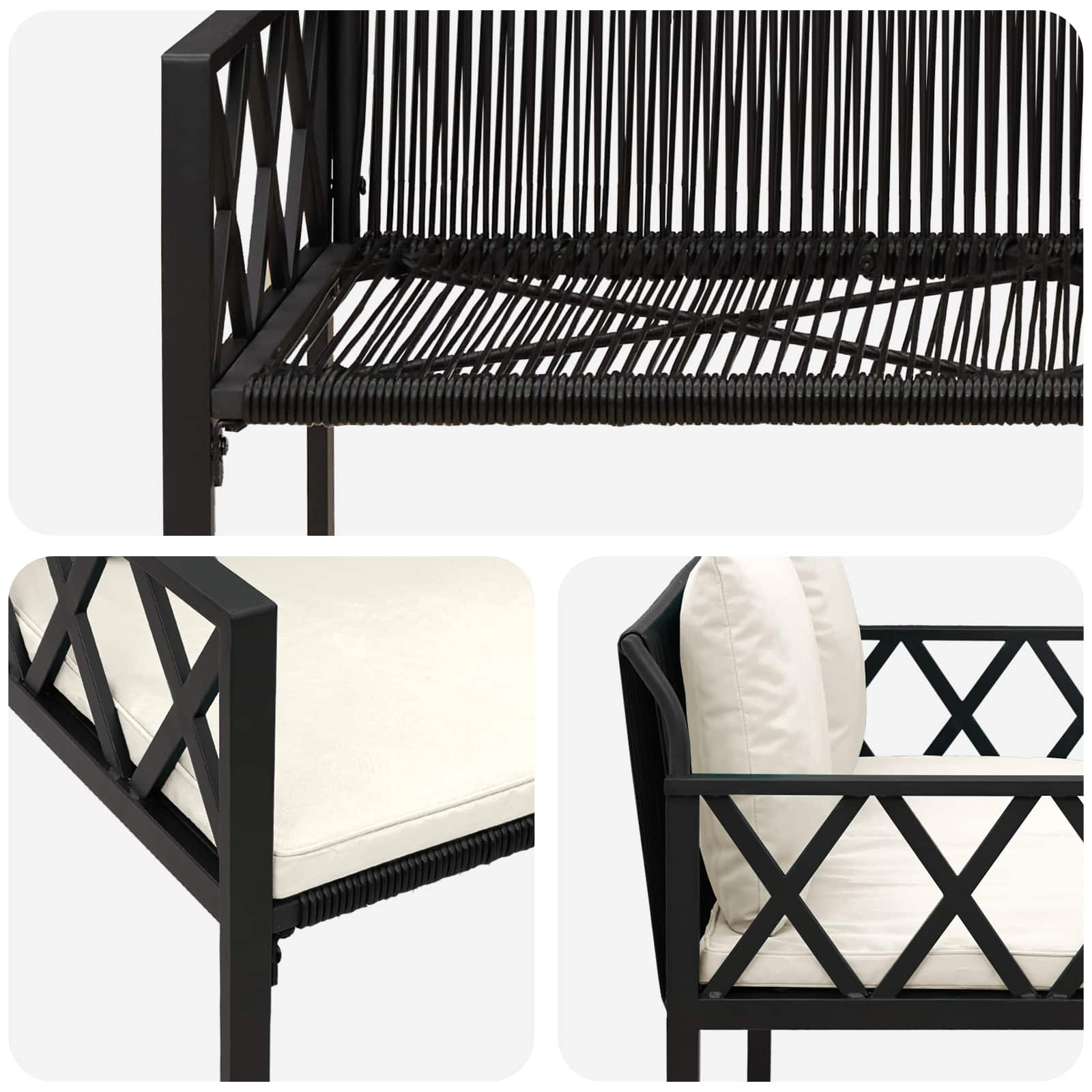 Bänke für Outdoor 2 -Seater 116 x 56 x 75 cm Poly-Rattan