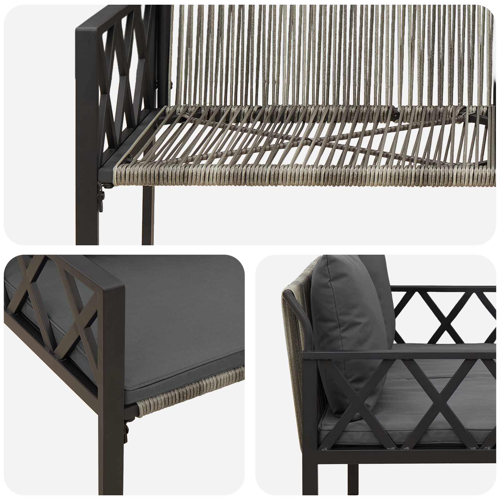 Bänke für Outdoor 2 -Seater 116 x 56 x 75 cm Poly-Rattan