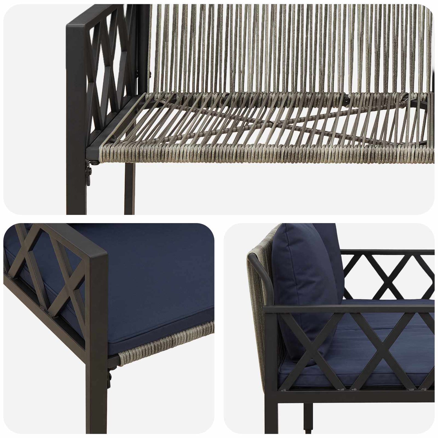 Bänke für Outdoor 2 -Seater 116 x 56 x 75 cm Poly-Rattan
