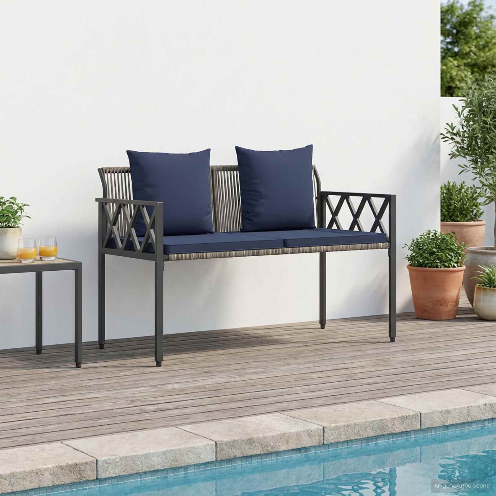 Bänke für Outdoor 2 -Seater 116 x 56 x 75 cm Poly-Rattan