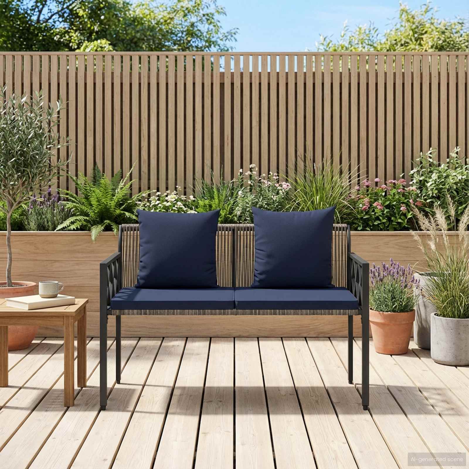 Bänke für Outdoor 2 -Seater 116 x 56 x 75 cm Poly-Rattan