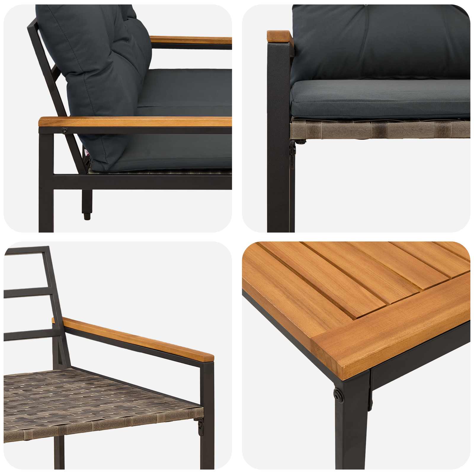 Gartenmöbel-Set 4 Stk. Dunkelgrau Poly-Rattan