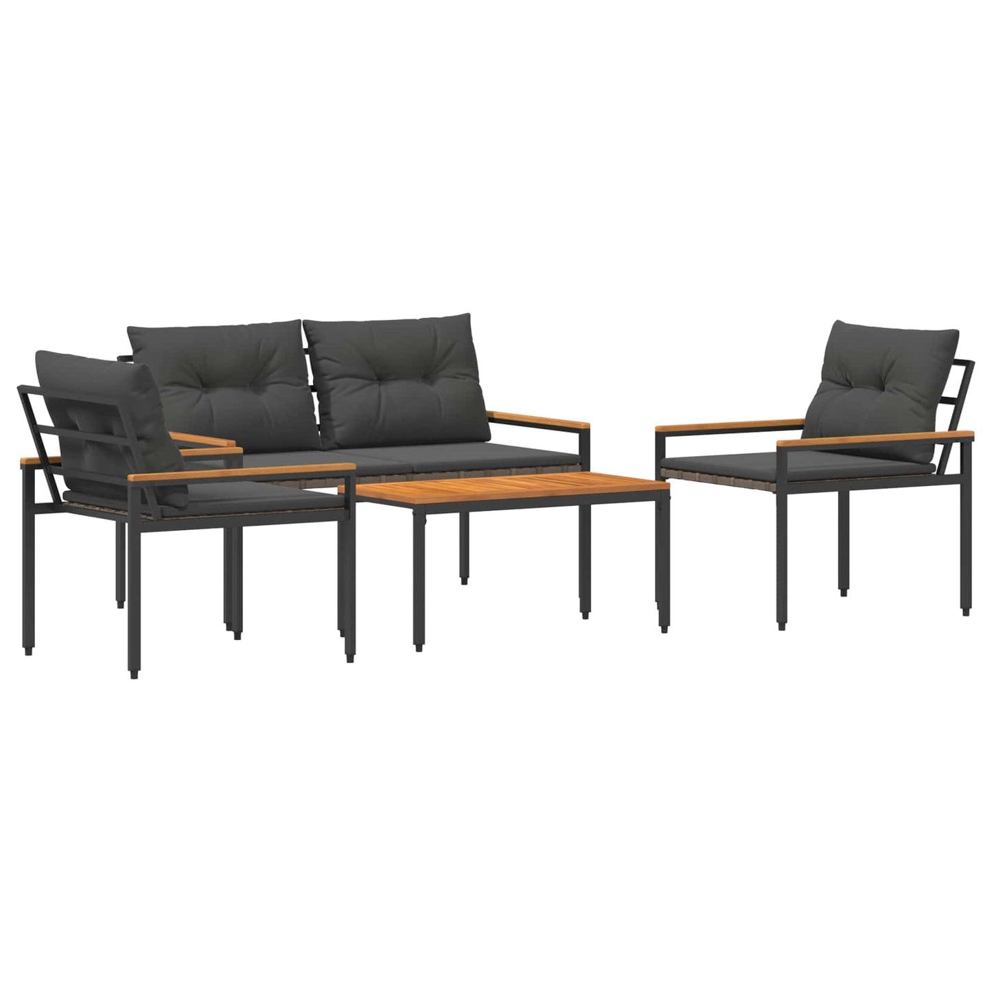 Gartenmöbel-Set 4 stk. Dunkelgrau Poly-Rattan