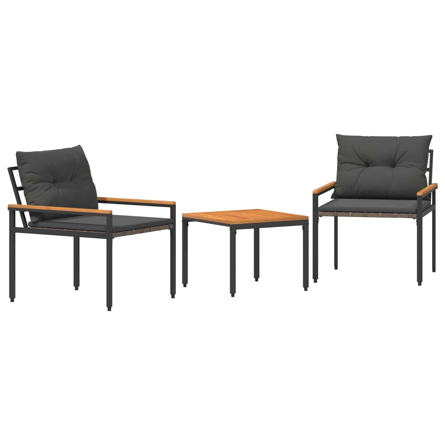 Gartenmöbel-Set 3 Stk. Dunkelgrau Poly-Rattan