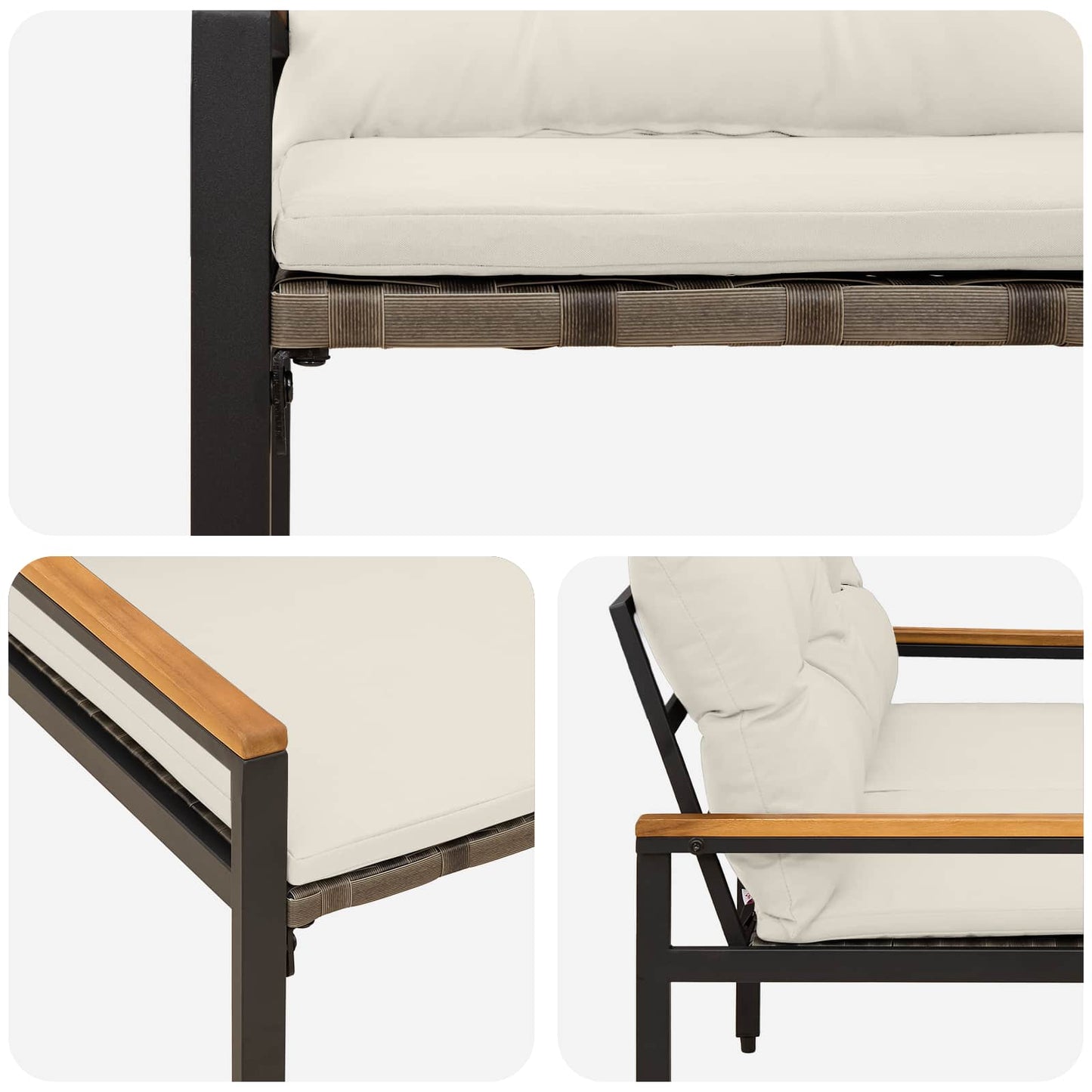 Bank Outdoor 2 -Seater 116 x 67,5 x 72 cm Poly-Rattan Cremeweiß
