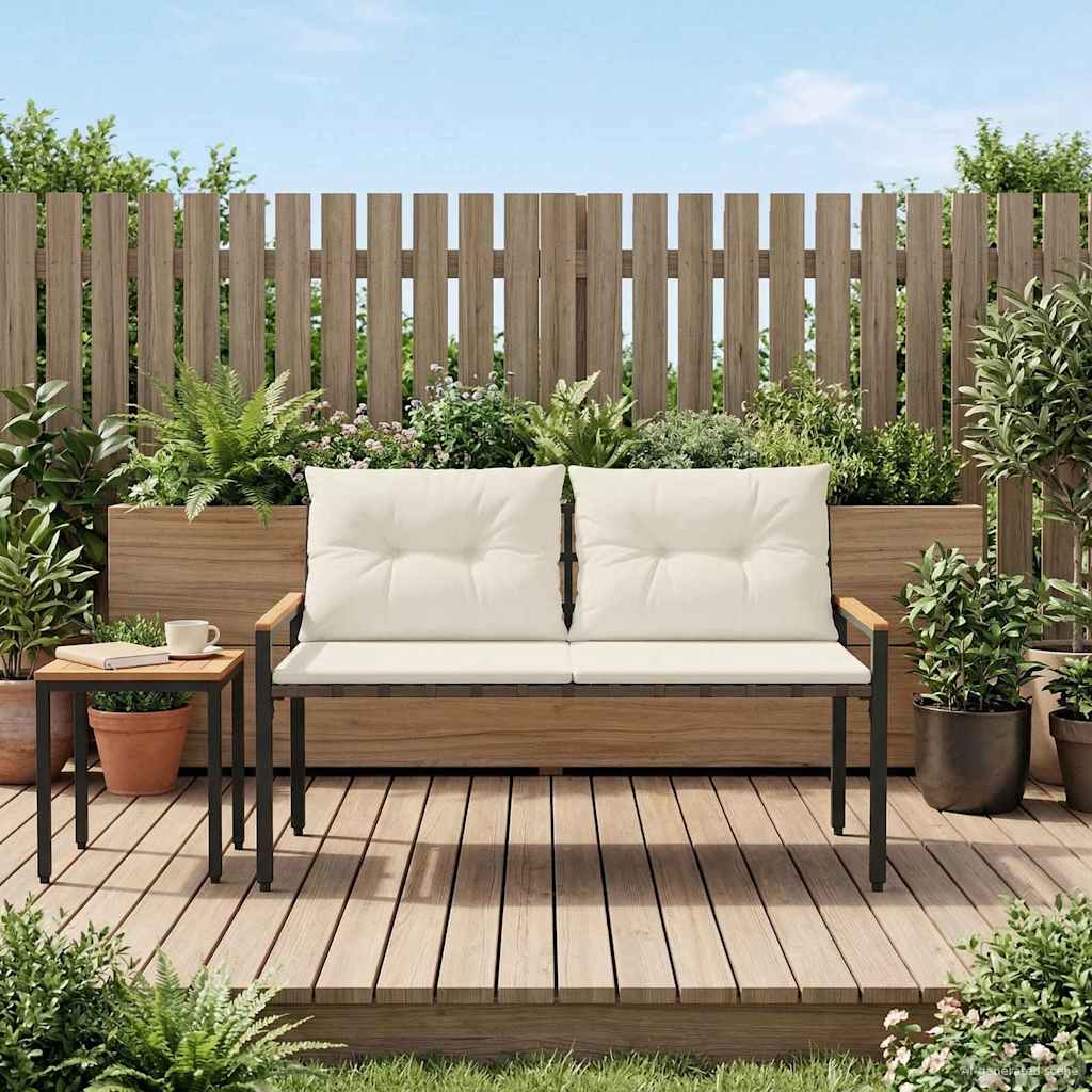 Bank Outdoor 2 -Seater 116 x 67,5 x 72 cm Poly-Rattan Cremeweiß
