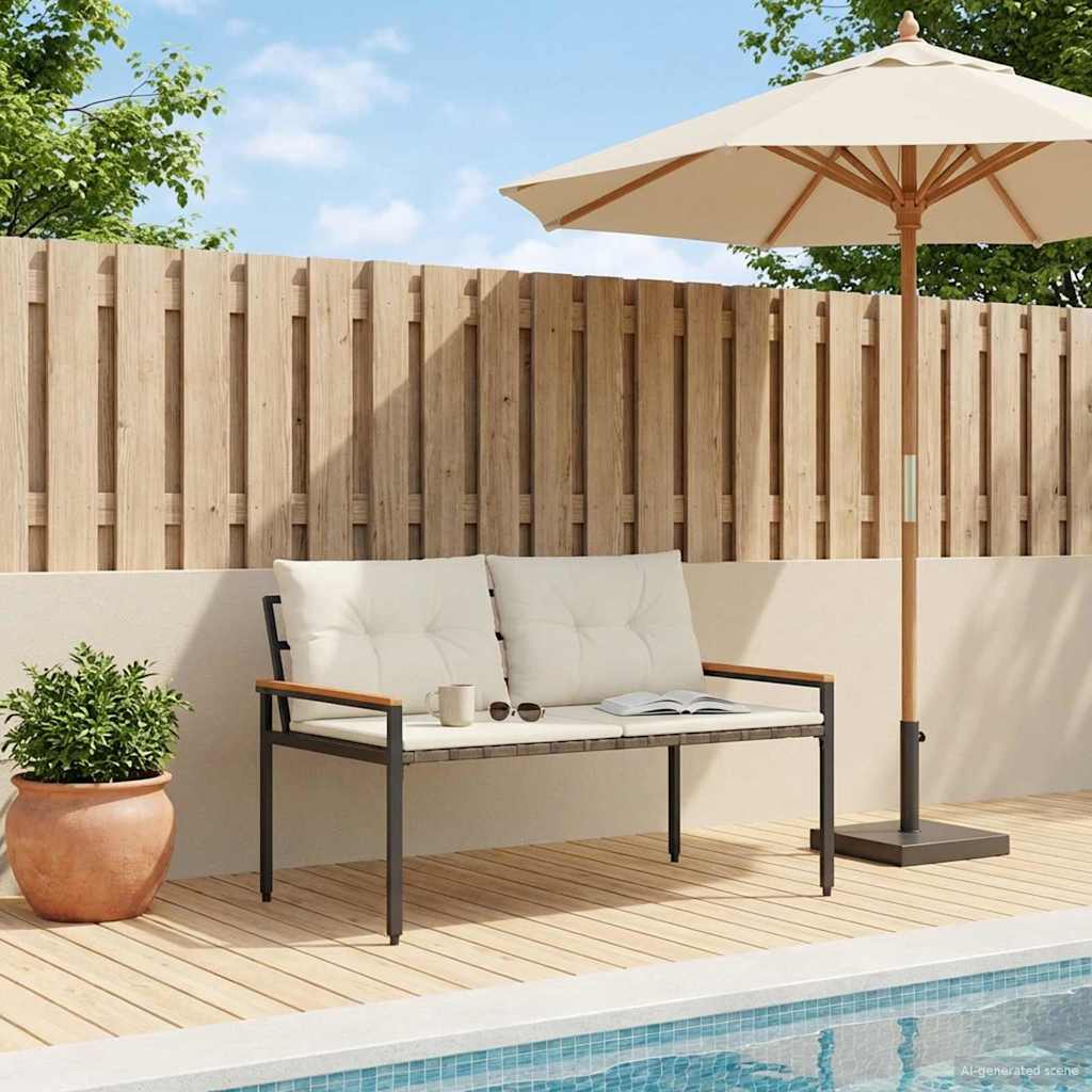 Bank Outdoor 2 -Seater 116 x 67,5 x 72 cm Poly-Rattan Cremeweiß