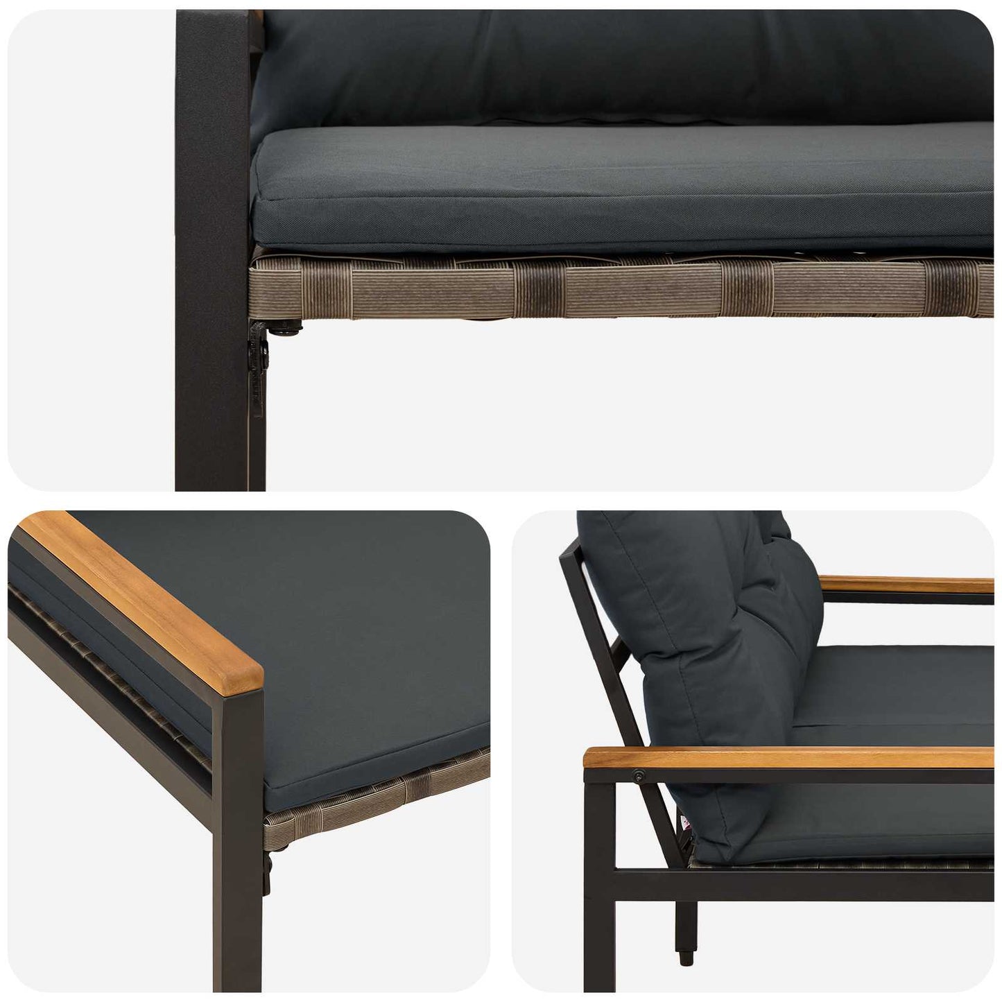 Bank Outdoor 2 -Seater 116 x 67,5 x 72 cm Poly-Rattan