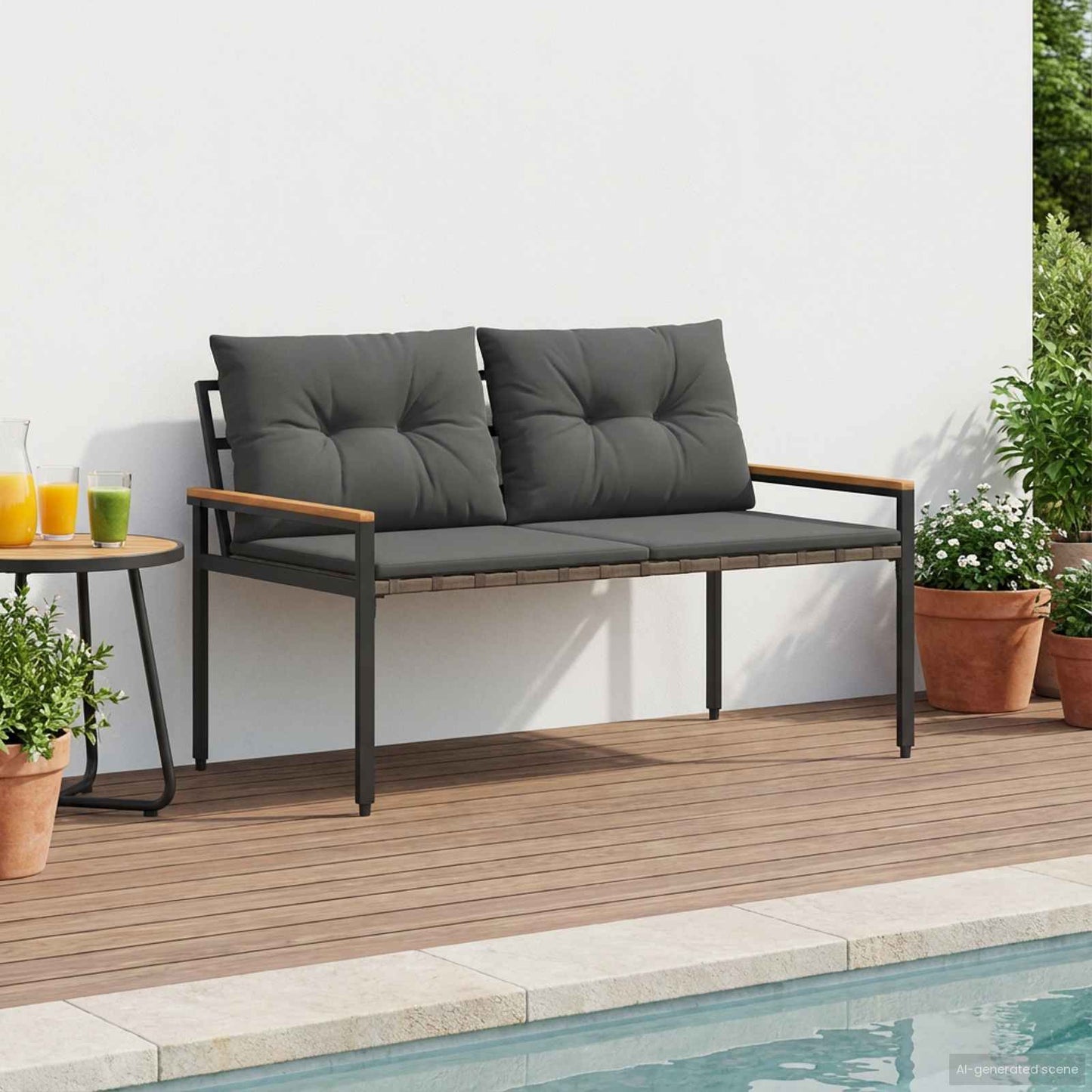 Bank Outdoor 2 -Seater 116 x 67,5 x 72 cm Poly-Rattan