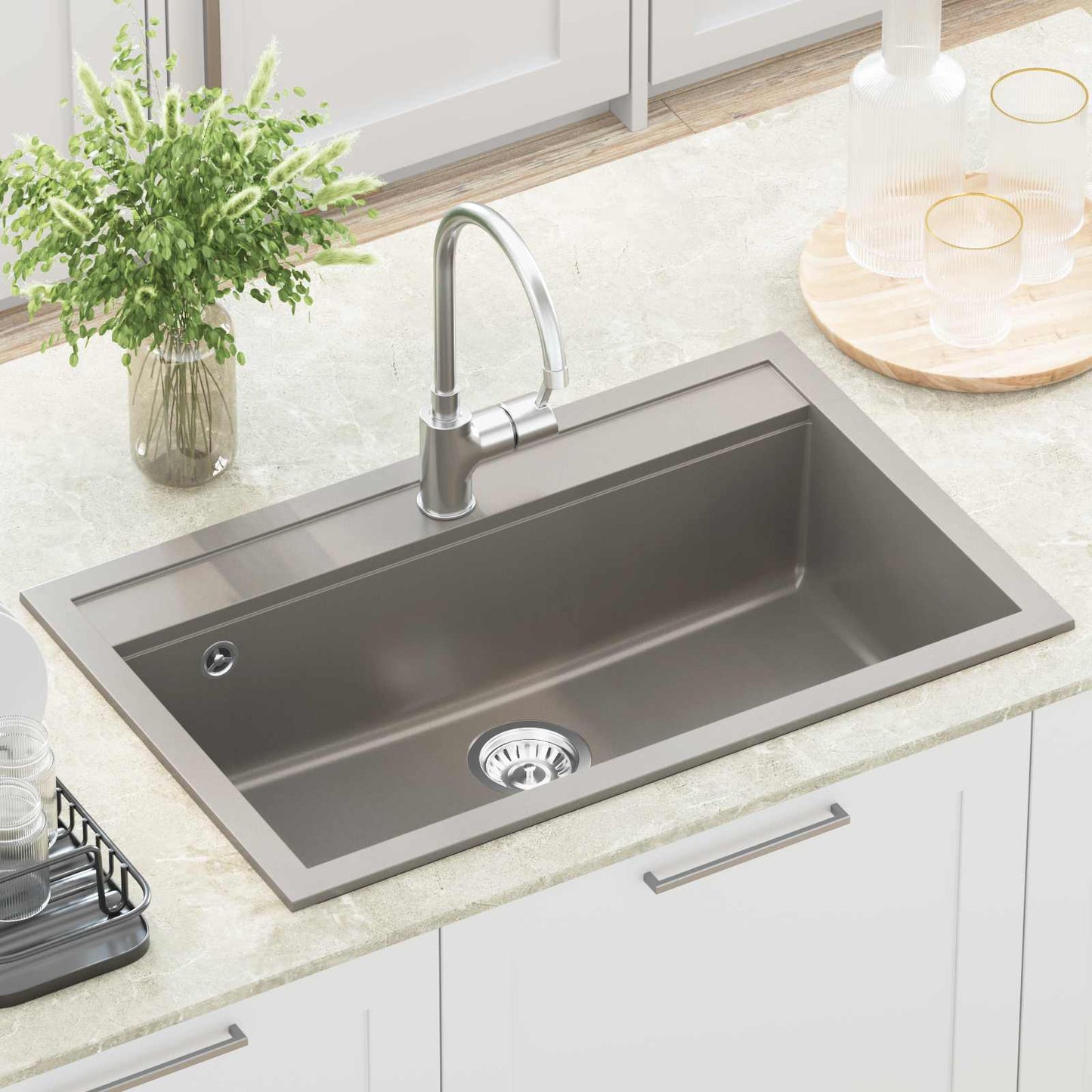 Waschbecken Granit 795 x 505 mm Grau