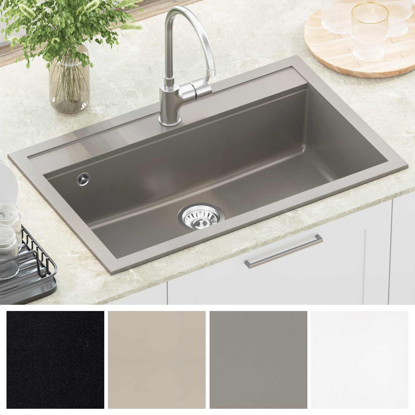 Waschbecken Granit 795 x 505 mm Grau