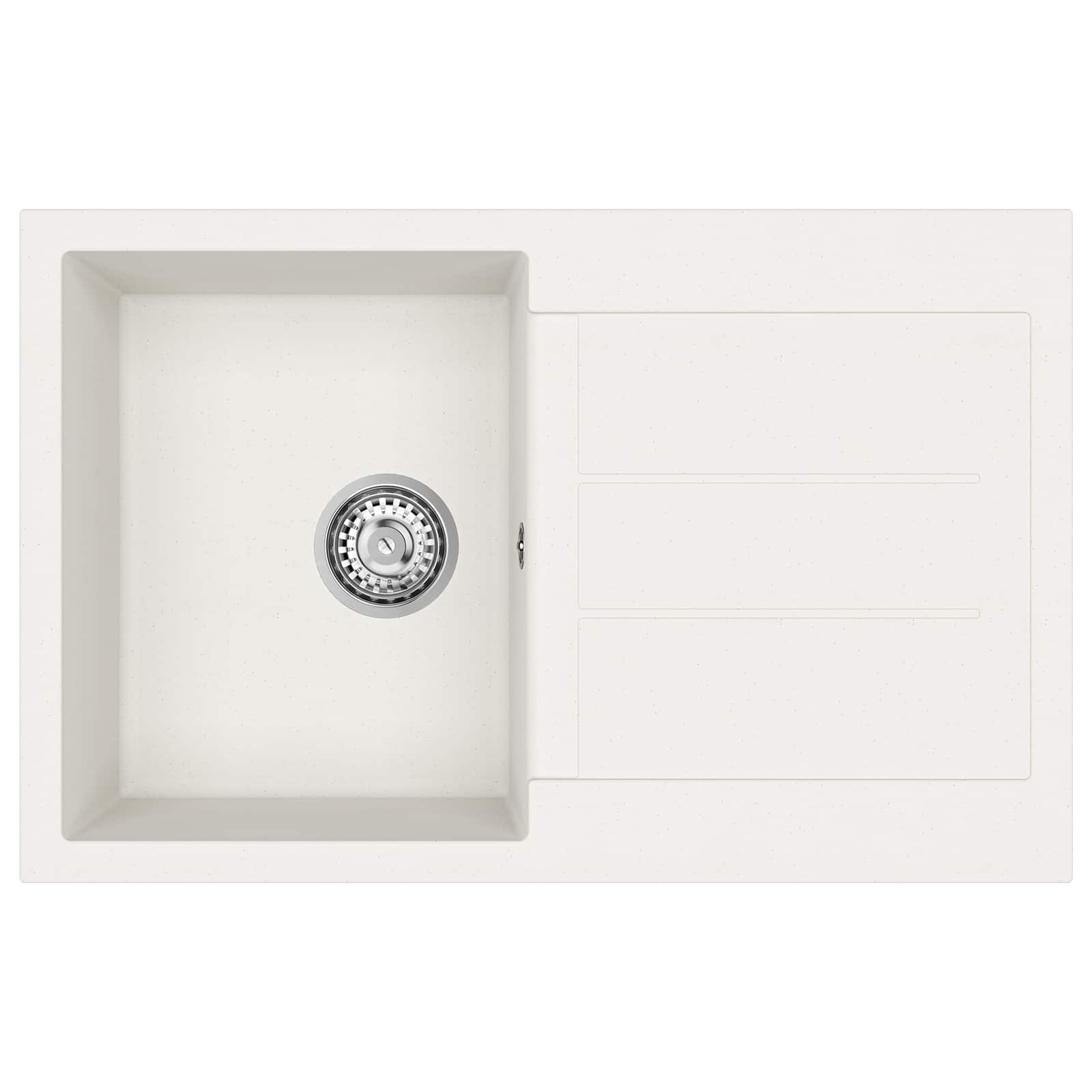 Waschbecken Weiß 780 x 500 mm 80% Quarz und 20% Harz