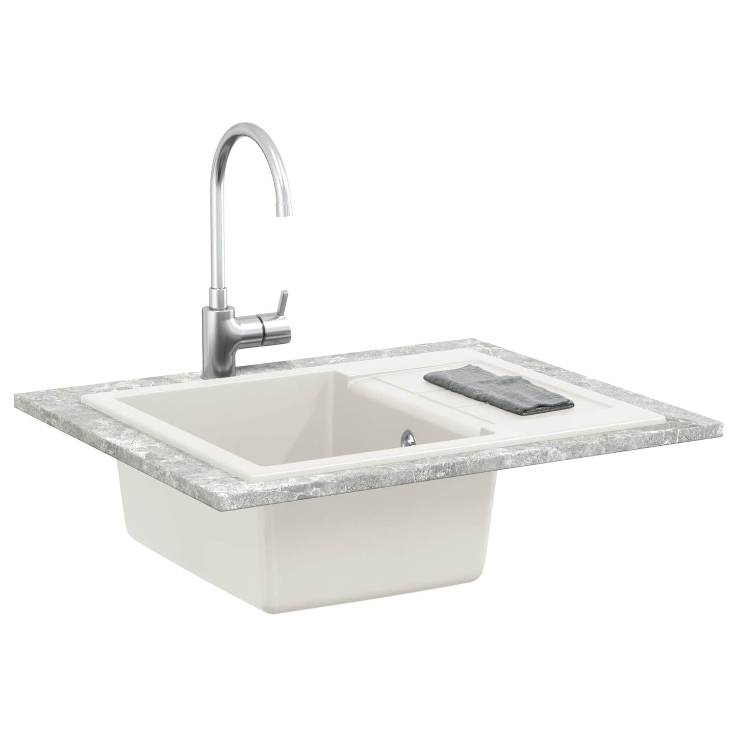 Waschbecken Weiß 620 x 500 mm 80% Quarz und 20% Harz