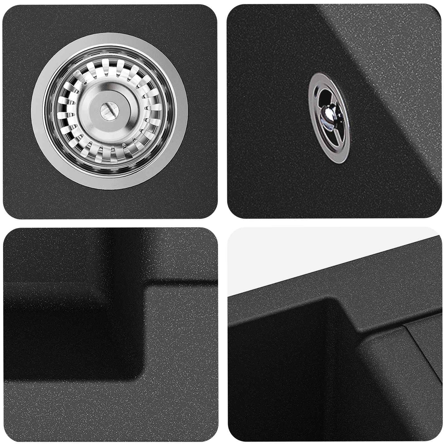Waschbecken Schwarz 780 x 500 mm 80% Quarz und 20% Harz
