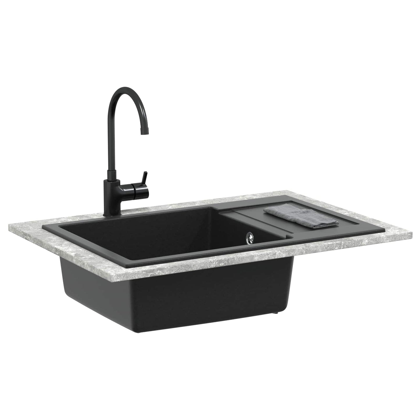 Waschbecken Schwarz 780 x 500 mm 80% Quarz und 20% Harz