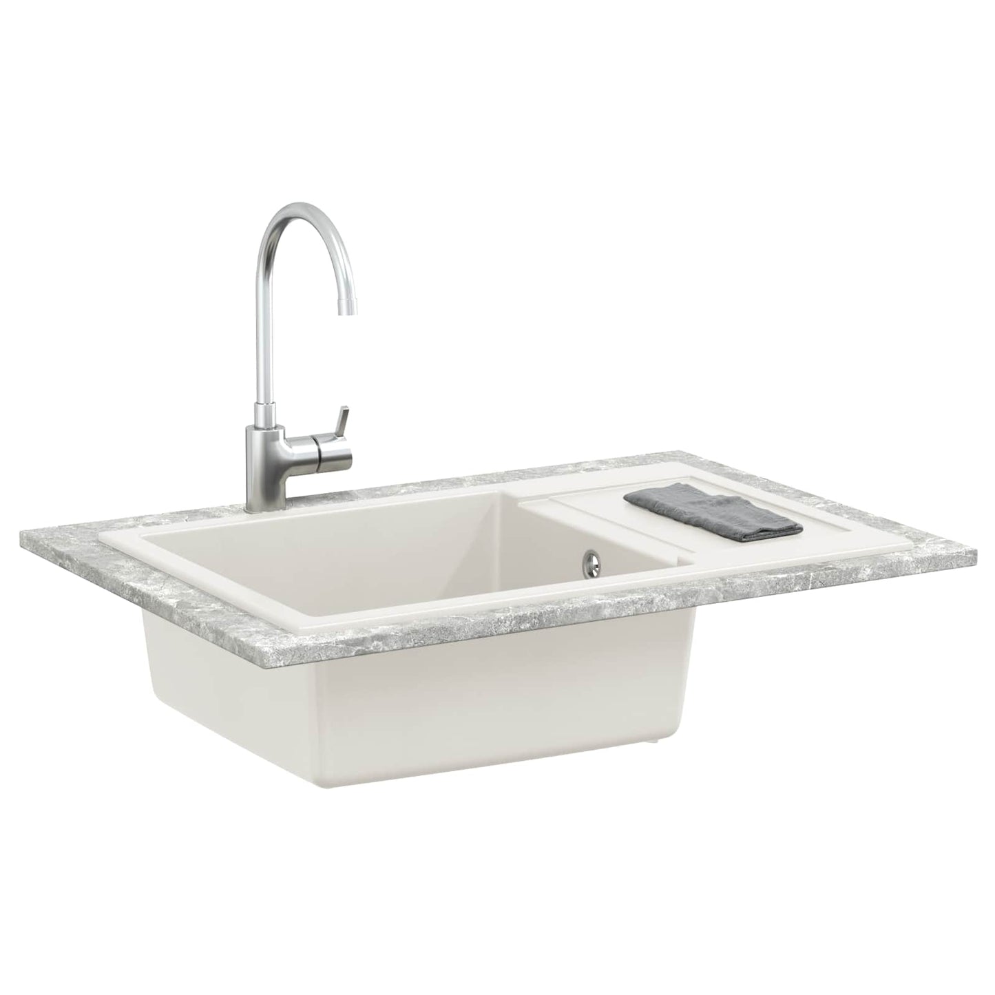 Waschbecken Weiß 780 x 500 mm 80% Quarz und 20% Harz
