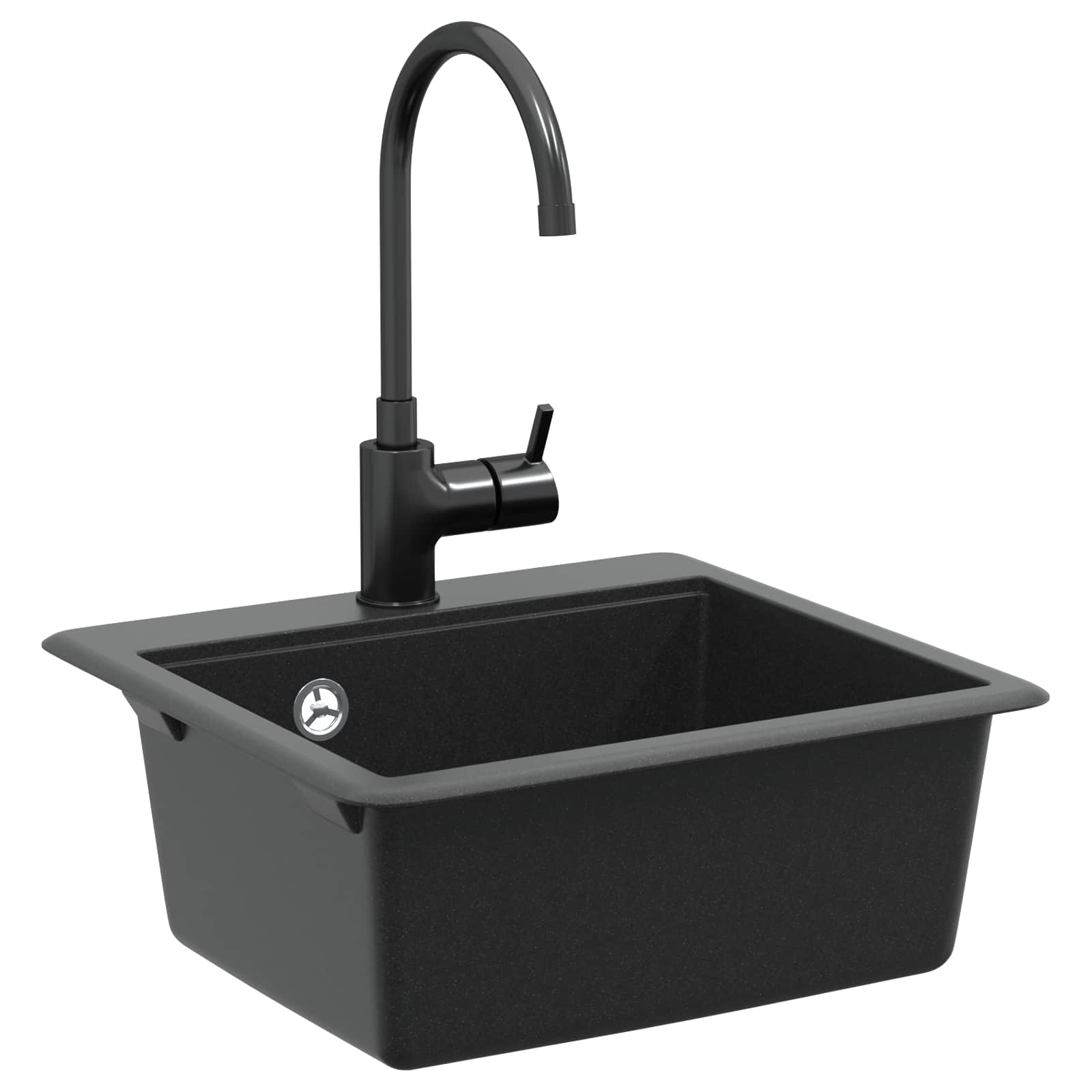 Waschbecken 80% Quarz und 20% Harz 470 x 440 mm Schwarz