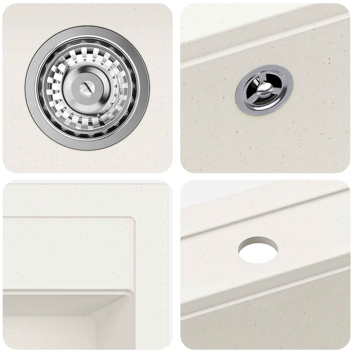 Waschbecken 80% Quarz und 20% Harz 470 x 440 mm Weiß