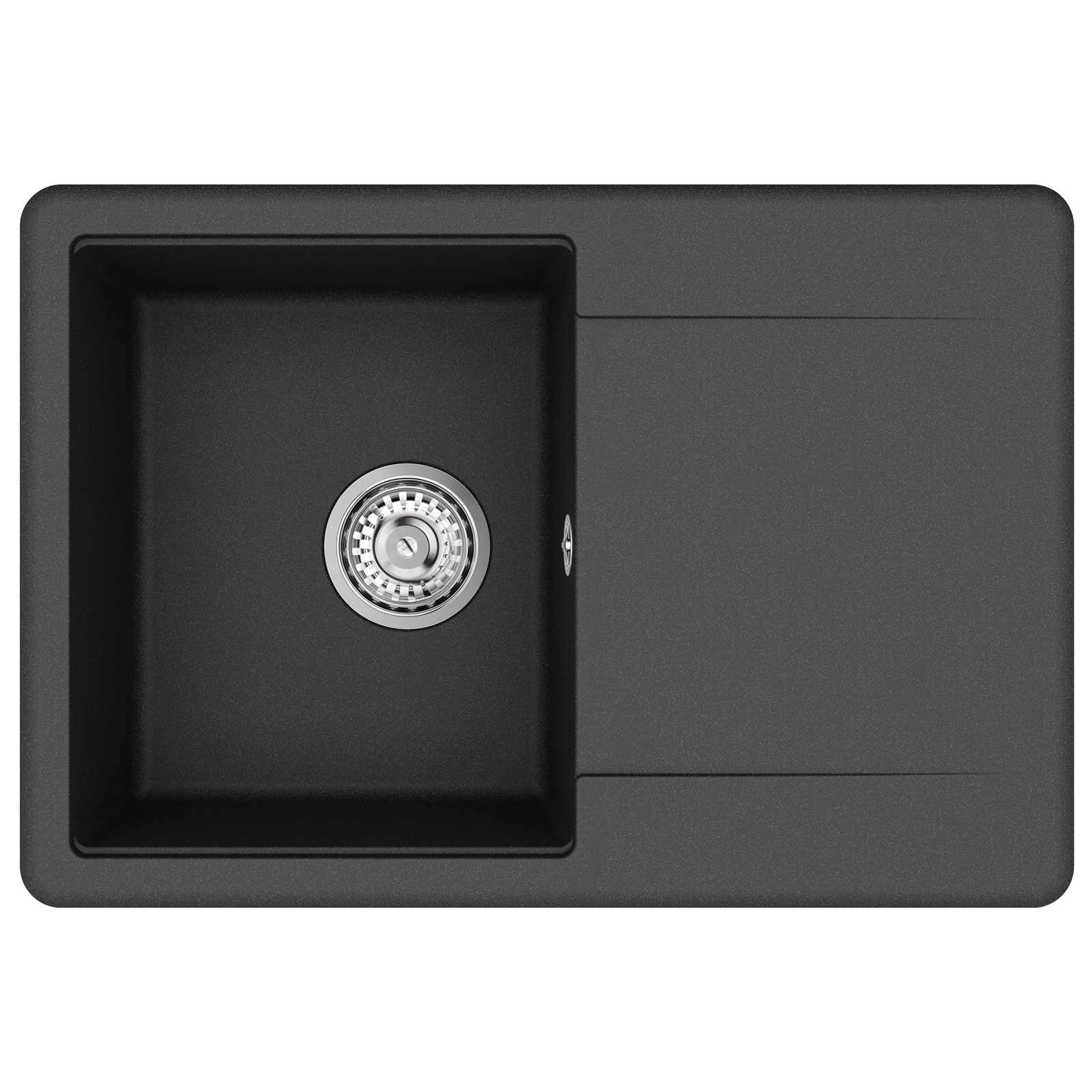 Waschbecken 80% Quarz und 20% Harz 670 x 460 mm Schwarz