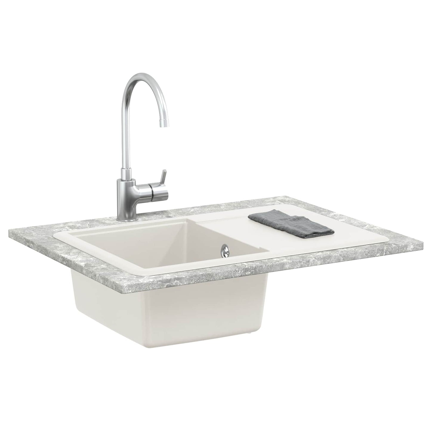 Waschbecken 80% Quarz und 20% Harz 670 x 460 mm Weiß
