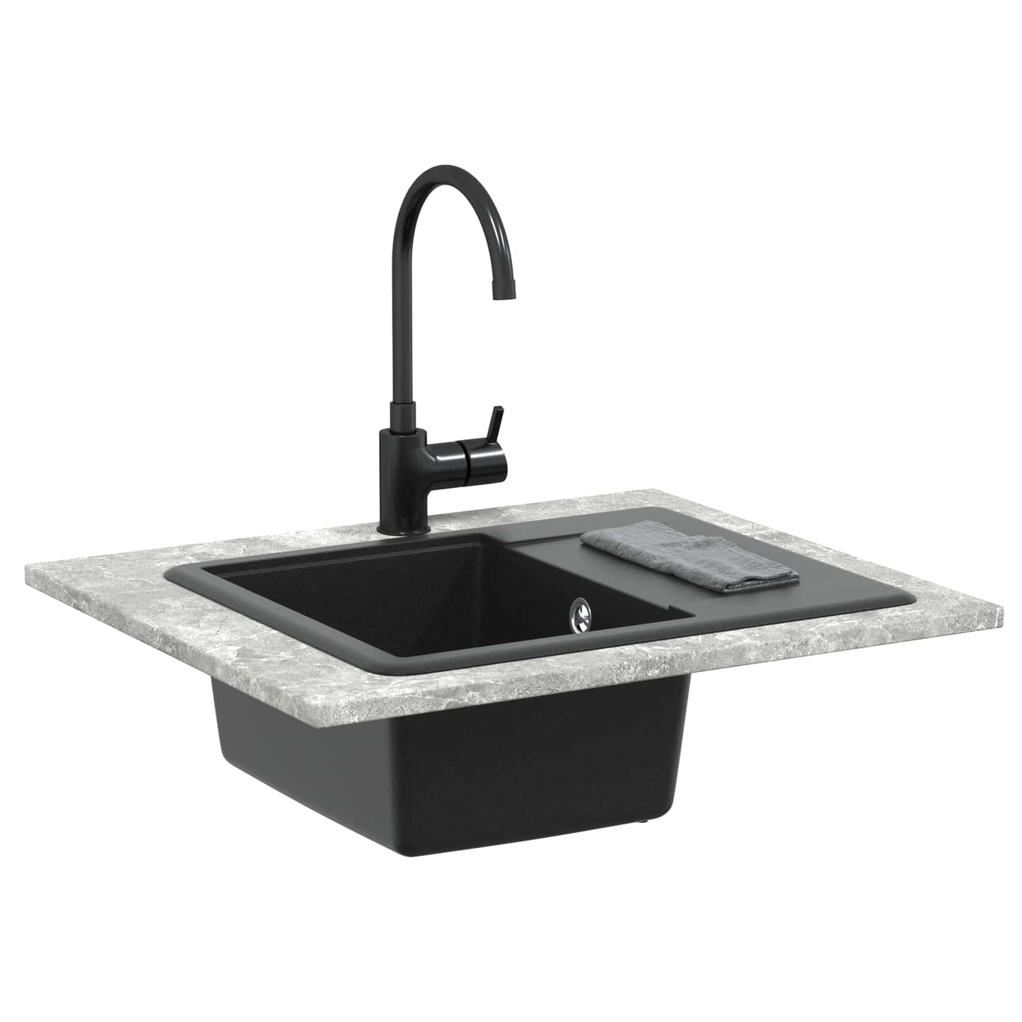 Waschbecken 80% Quarz und 20% Harz 560 x 460 mm Schwarz