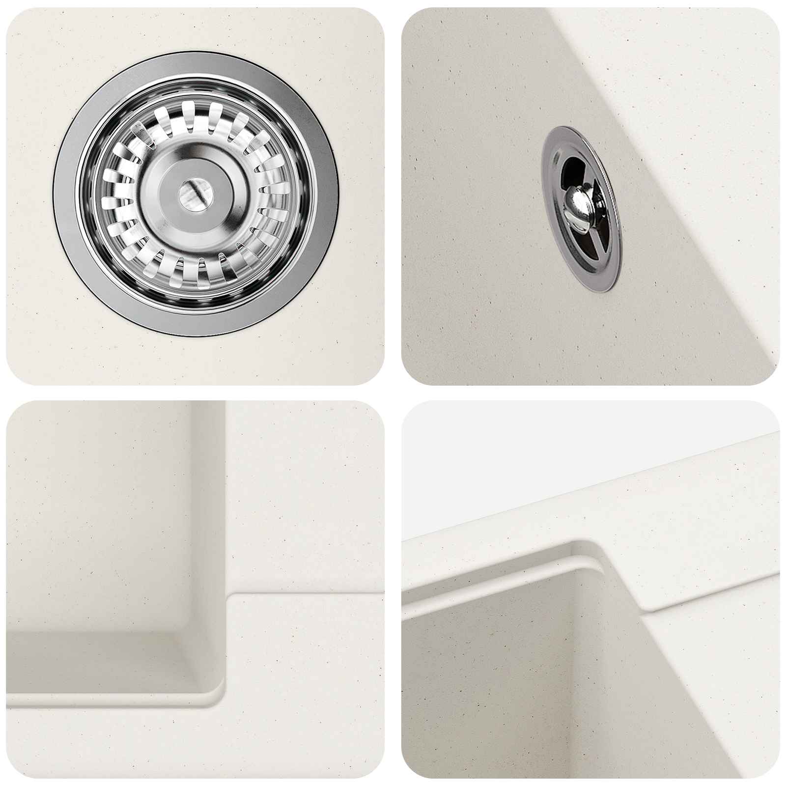 Waschbecken 80% Quarz und 20% Harz 560 x 460 mm Weiß