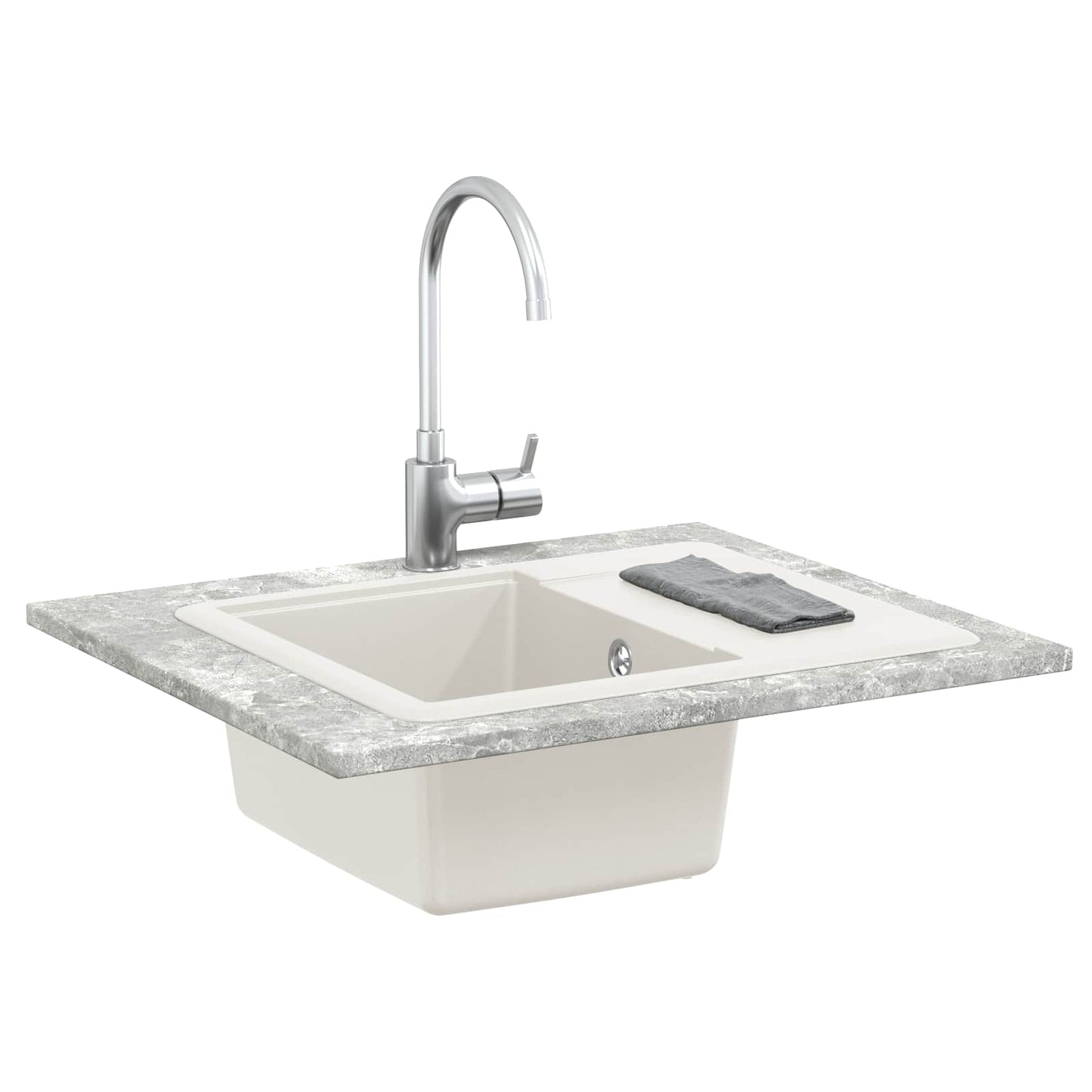 Waschbecken 80% Quarz und 20% Harz 560 x 460 mm Weiß