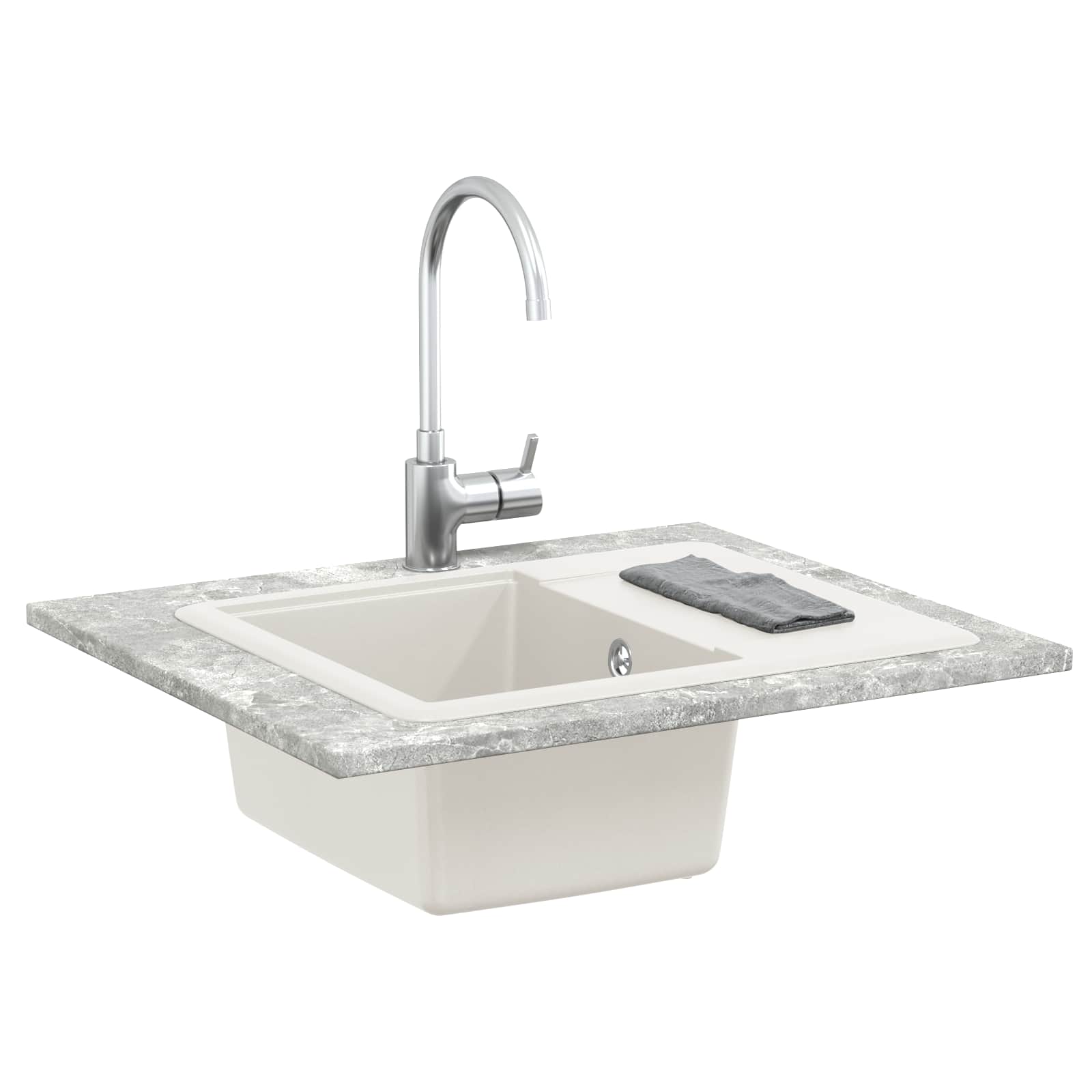 Waschbecken 80% Quarz und 20% Harz 560 x 460 mm Weiß