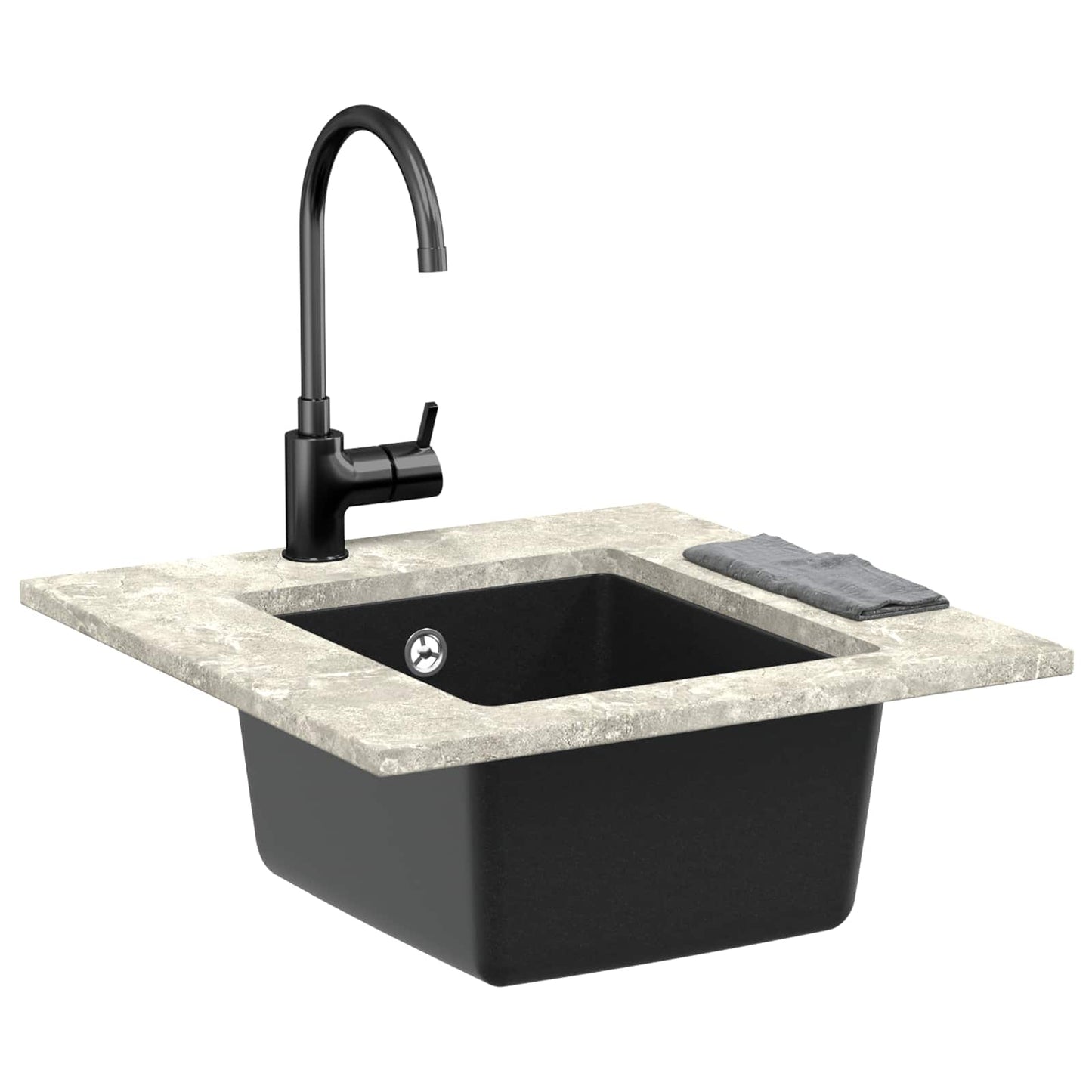 Waschbecken 80% Quarz und 20% Harz 370 x 460 mm Schwarz