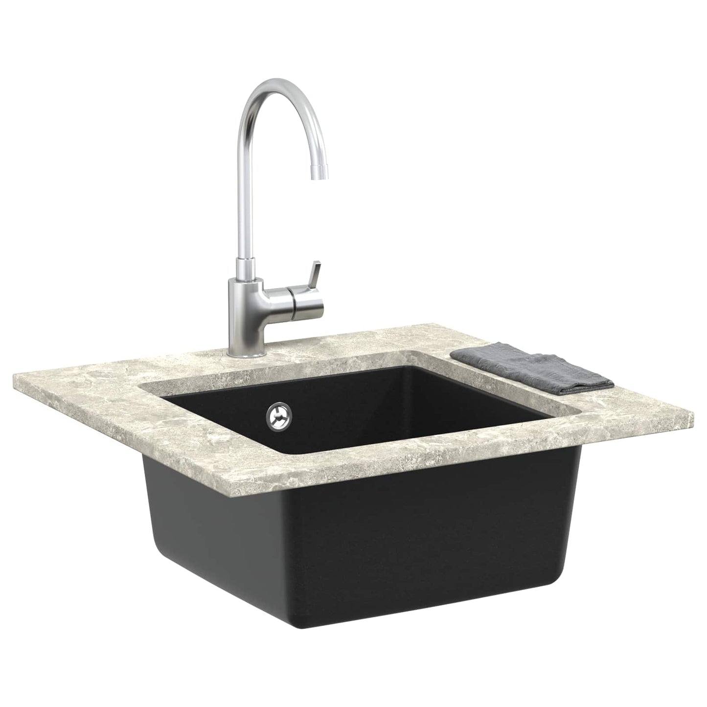 Waschbecken 80% Quarz und 20% Harz 430 x 460 mm Schwarz