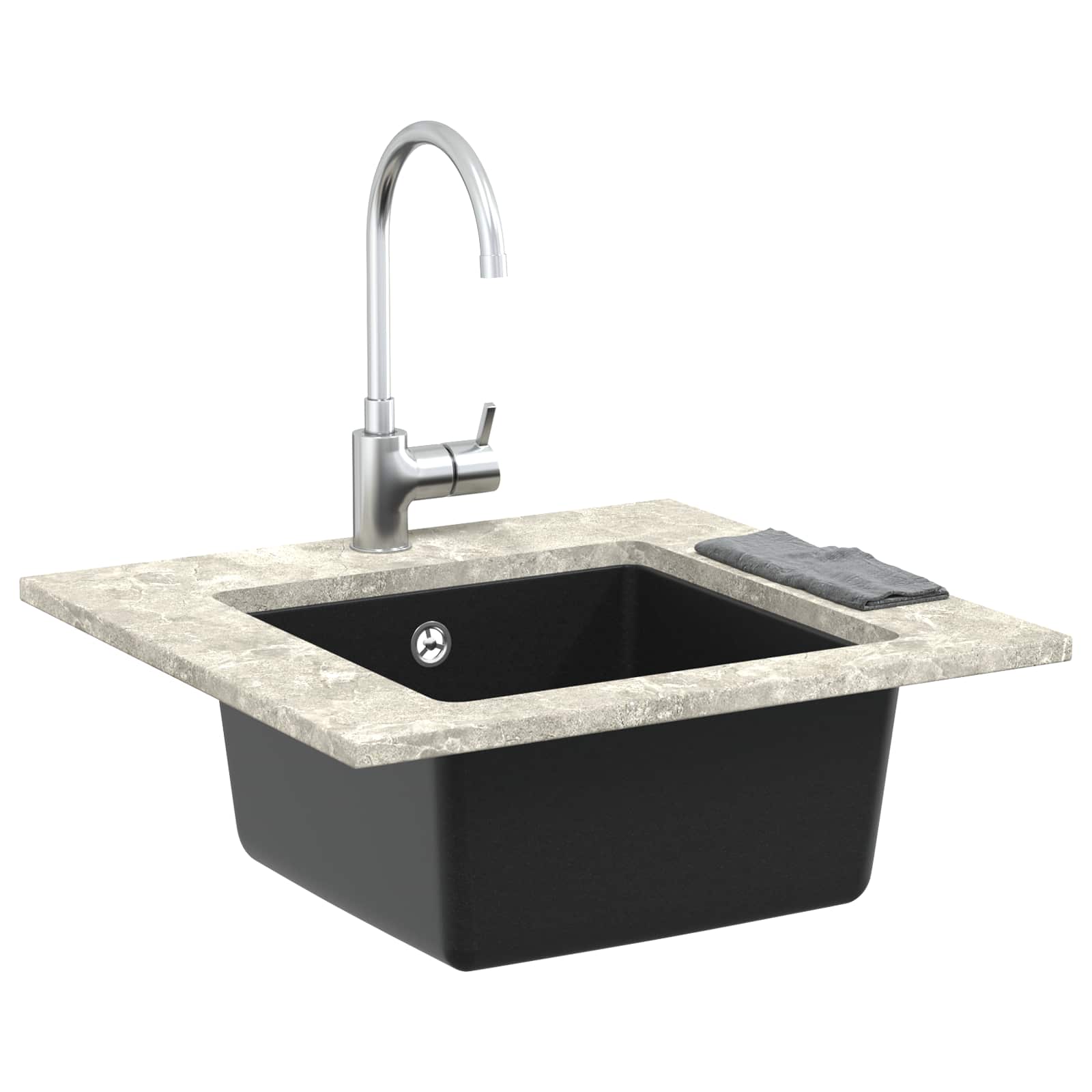 Waschbecken 80% Quarz und 20% Harz 430 x 460 mm Schwarz