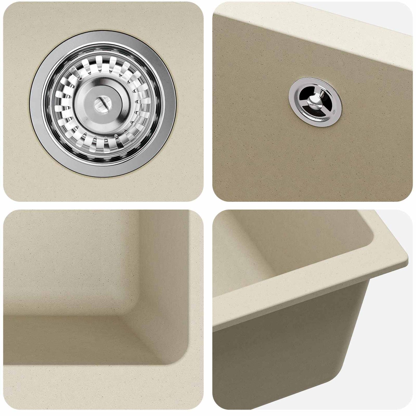 Waschbecken 80% Quarz und 20% Harz 530 x 460 mm Beige
